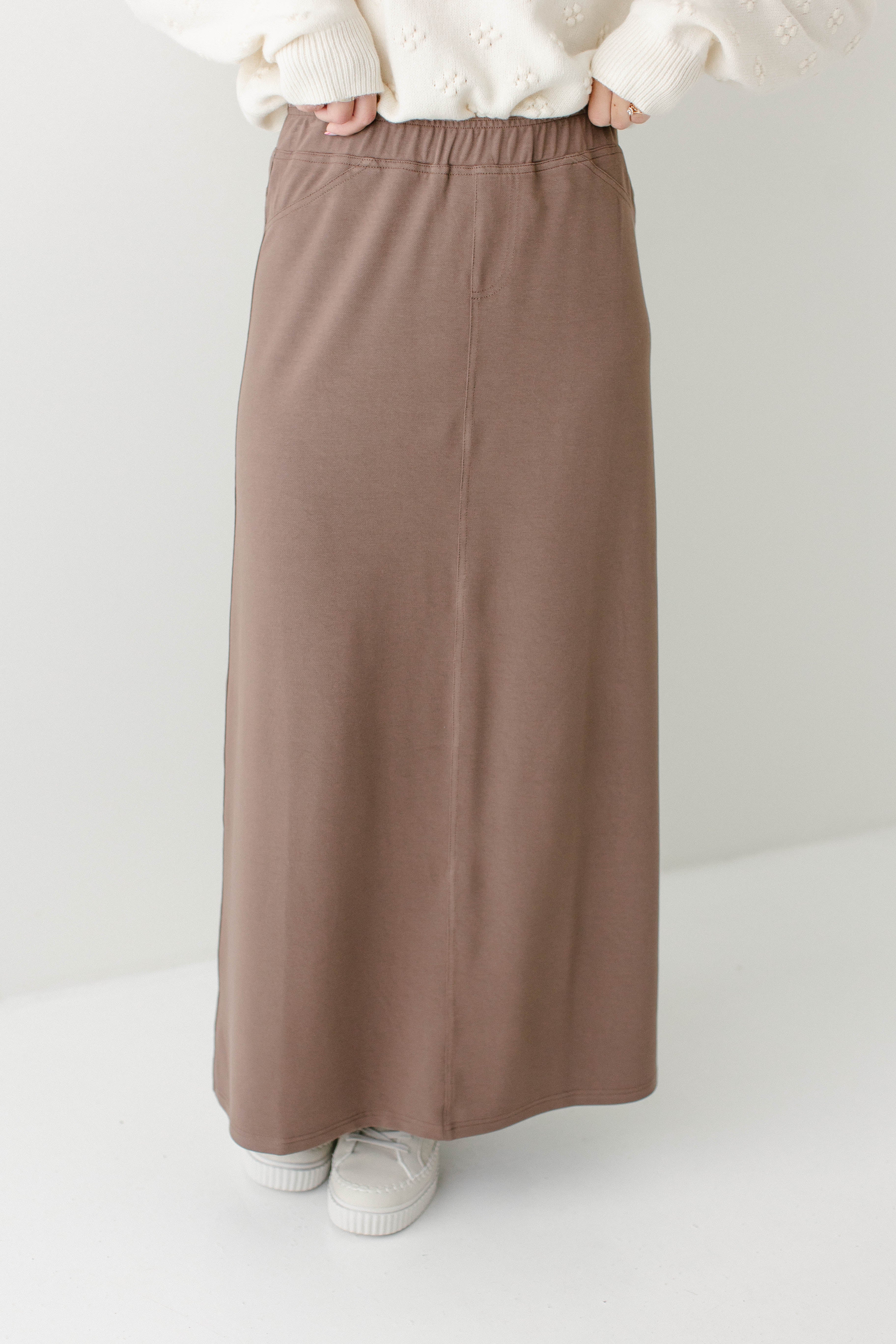 Caroline Long Knit Denim Skirt - Image 13