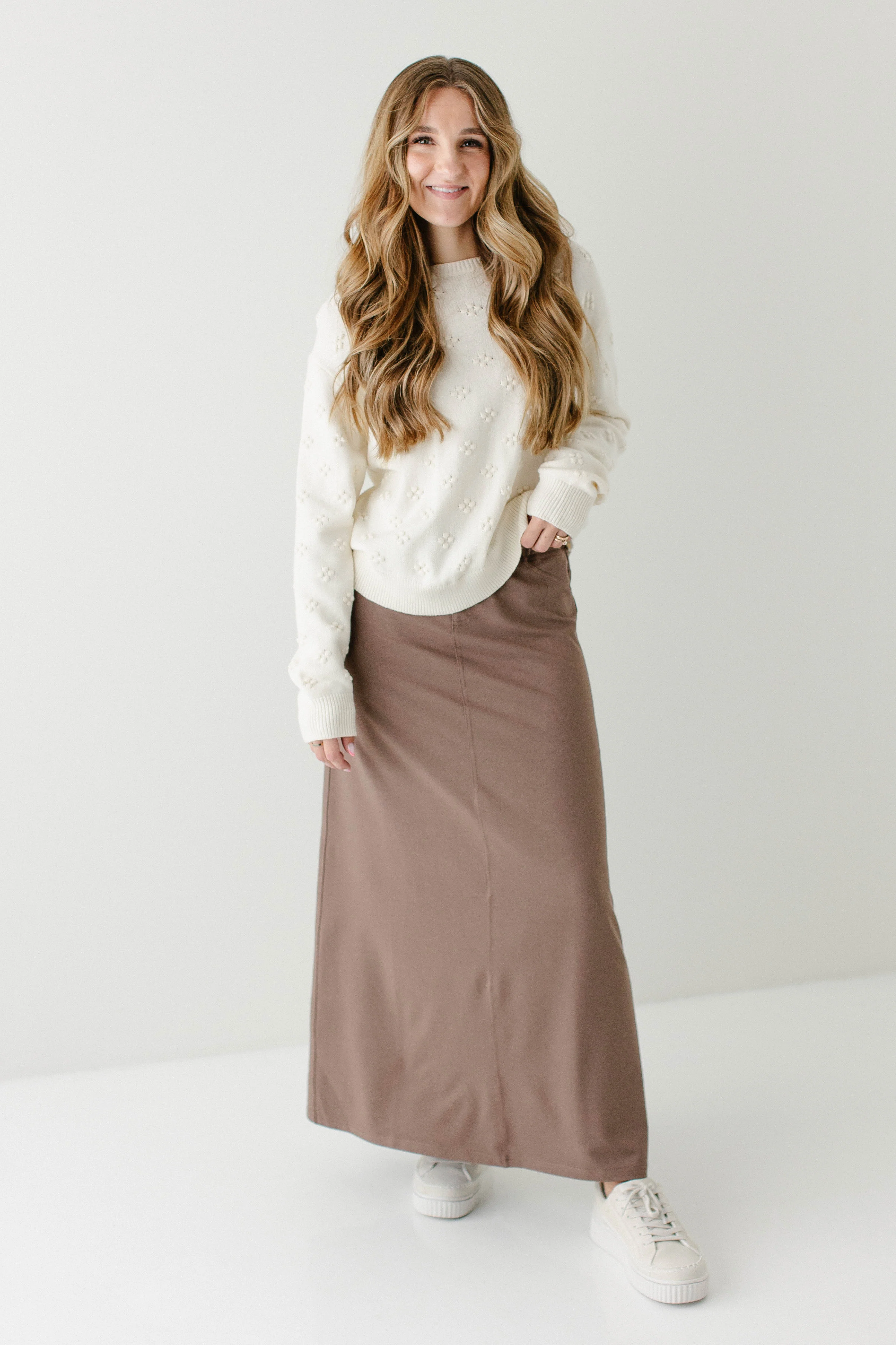 Caroline Long Knit Denim Skirt - Image 14