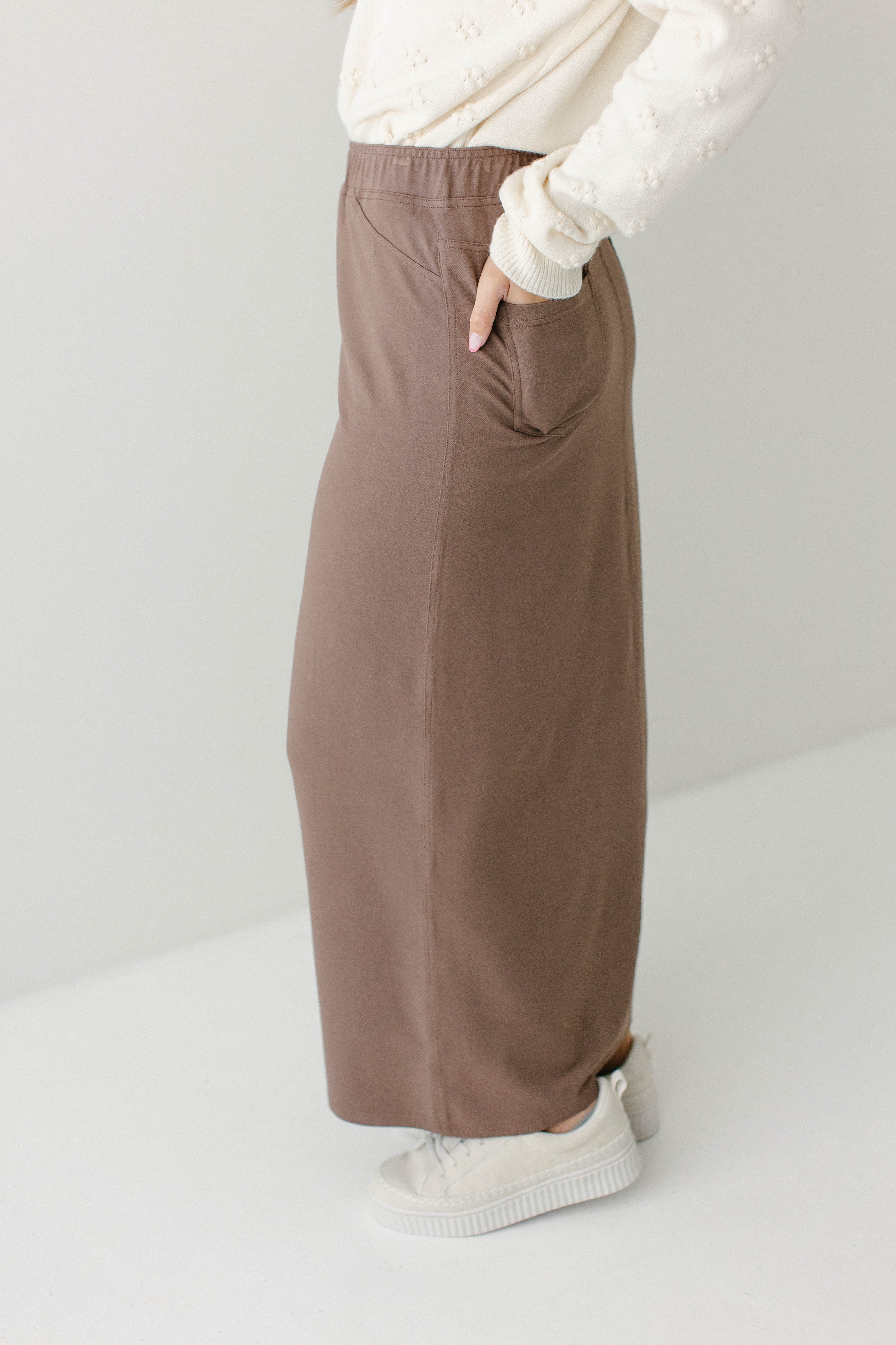 Caroline Long Knit Denim Skirt - Image 15