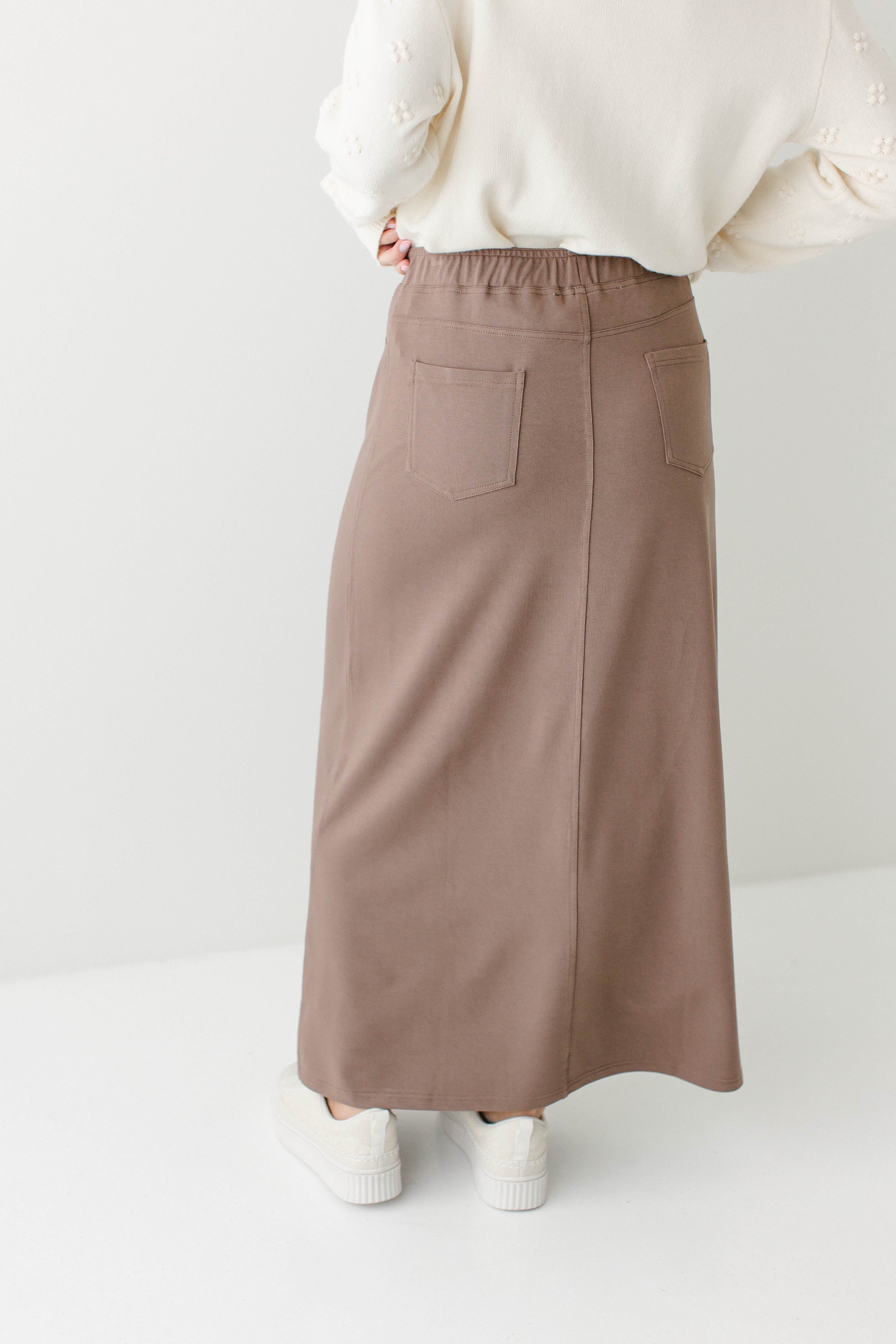 Caroline Long Knit Denim Skirt - Image 16