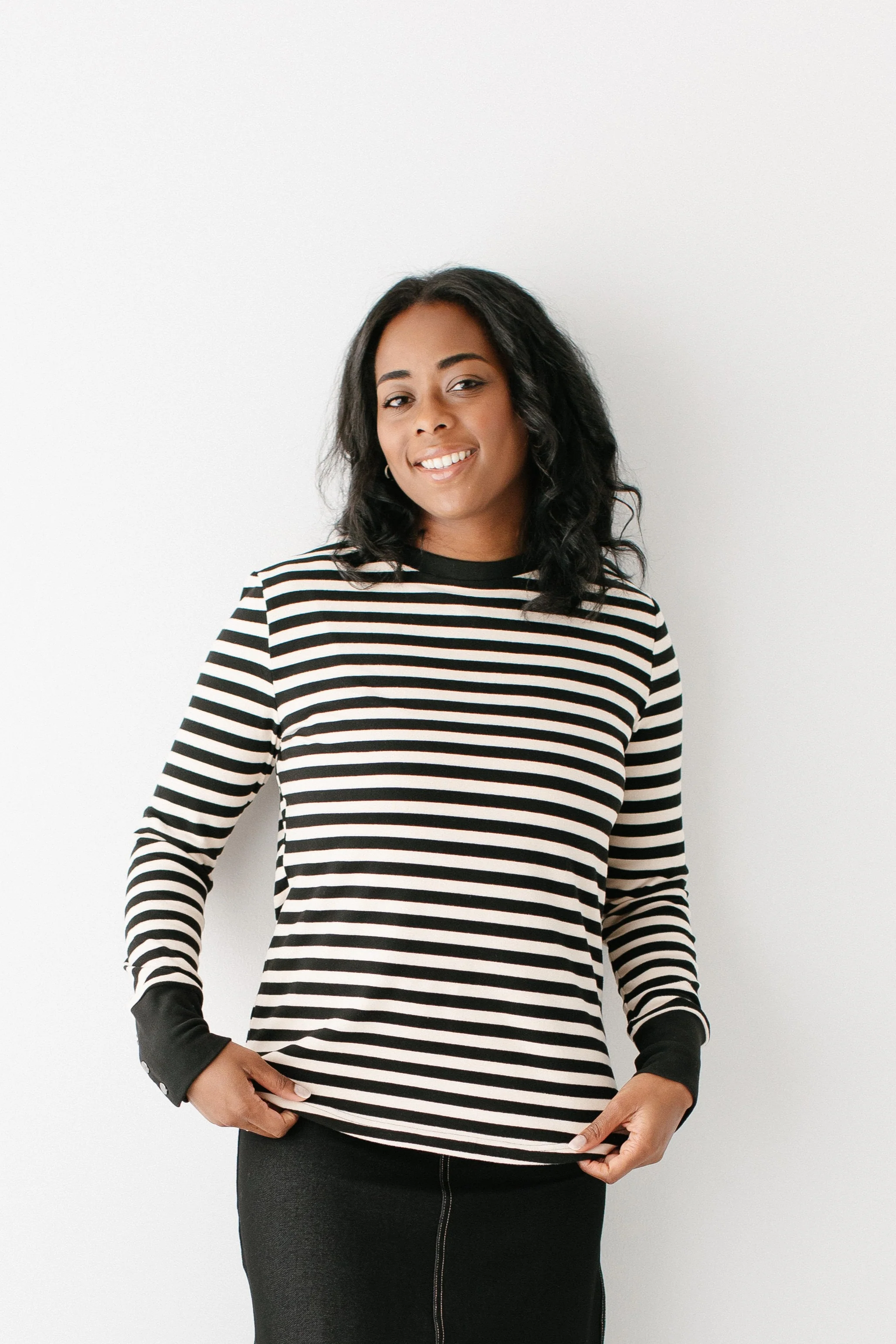 'Carrie' Black Stripe Soft Knit Top FINAL SALE