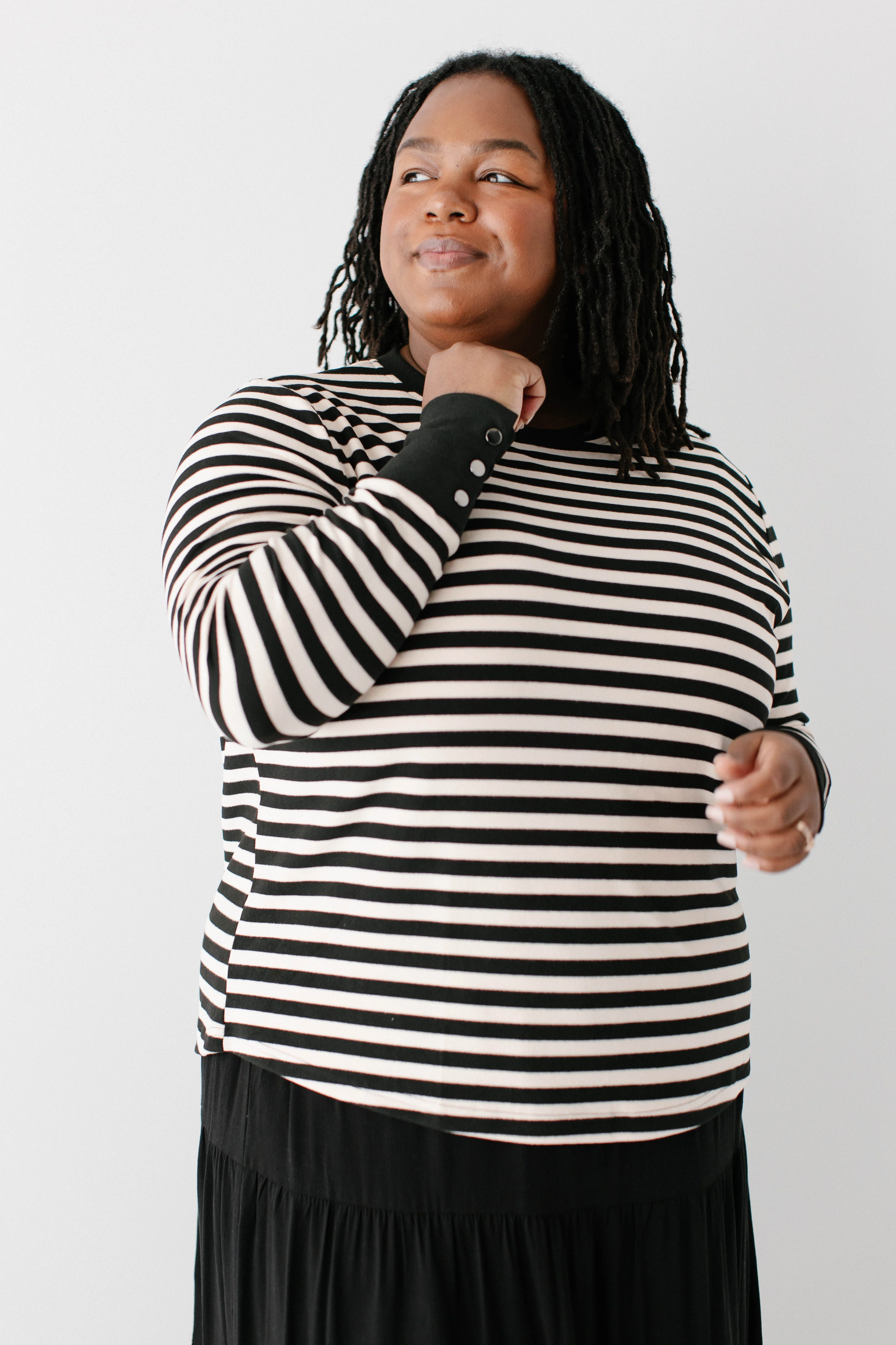 'Carrie' Black Stripe Soft Knit Top FINAL SALE - Image 3