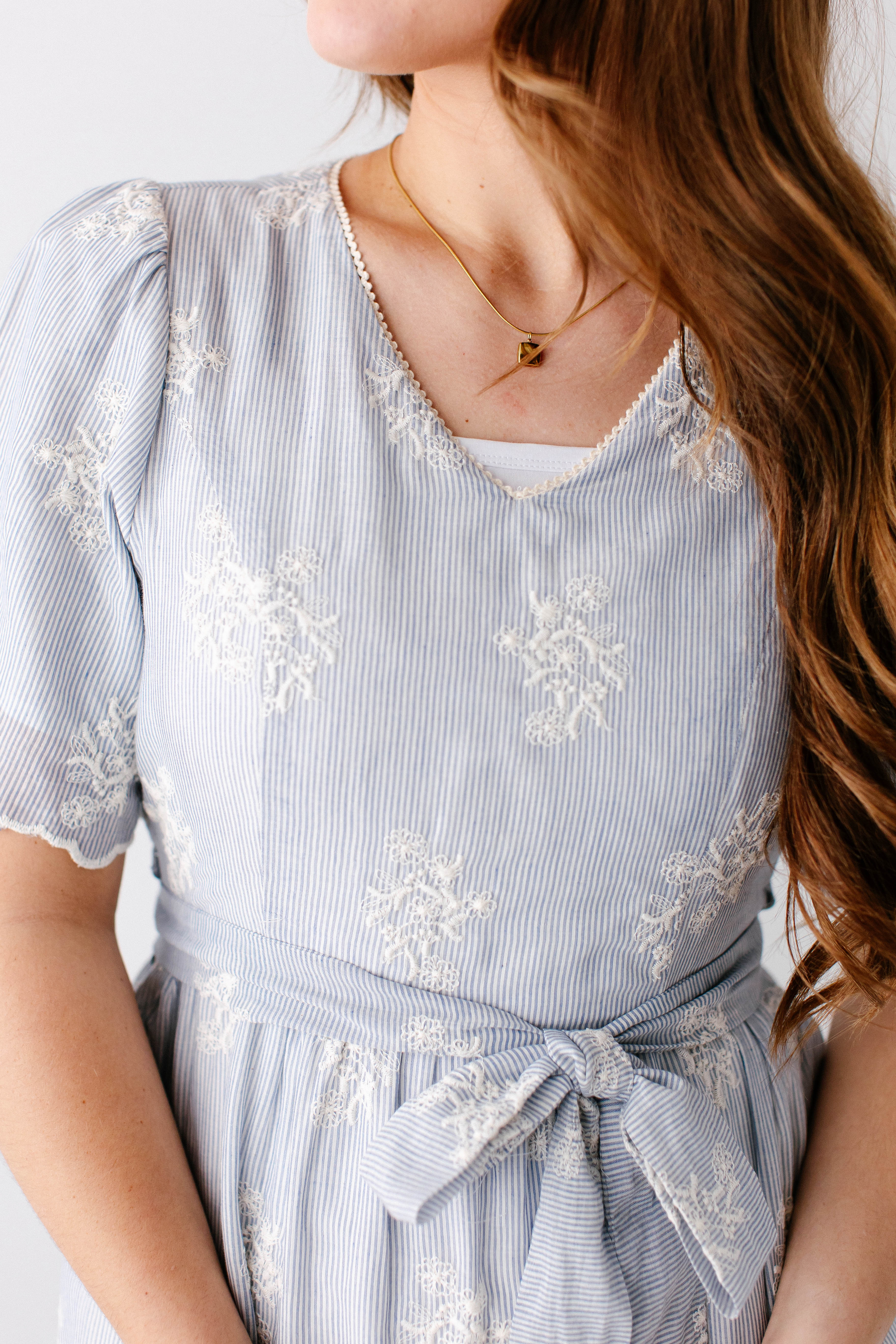 'Cassia' Embroidered Floral V-Neck Midi Dress FINAL SALE - Image 3