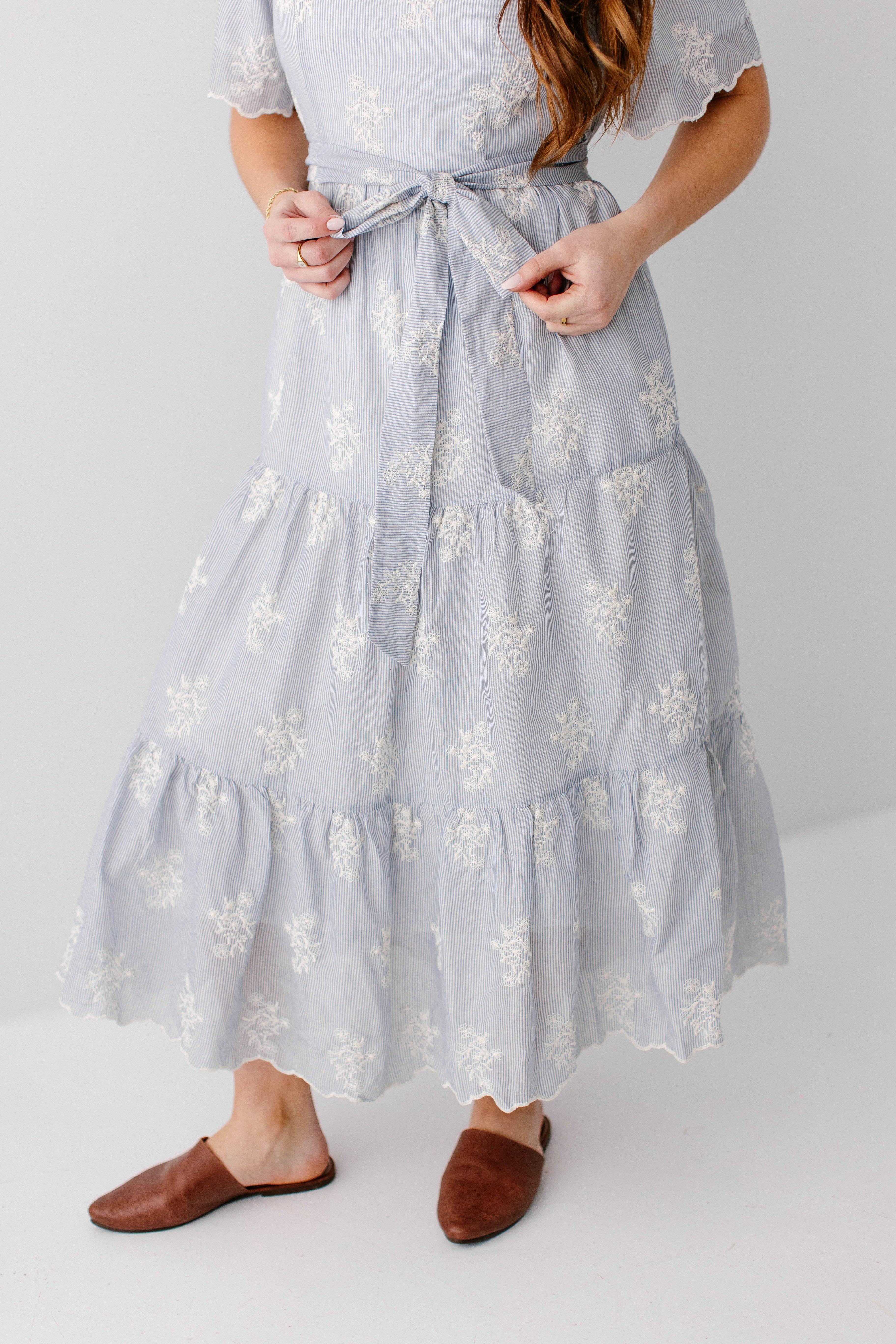 'Cassia' Embroidered Floral V-Neck Midi Dress FINAL SALE - Image 4