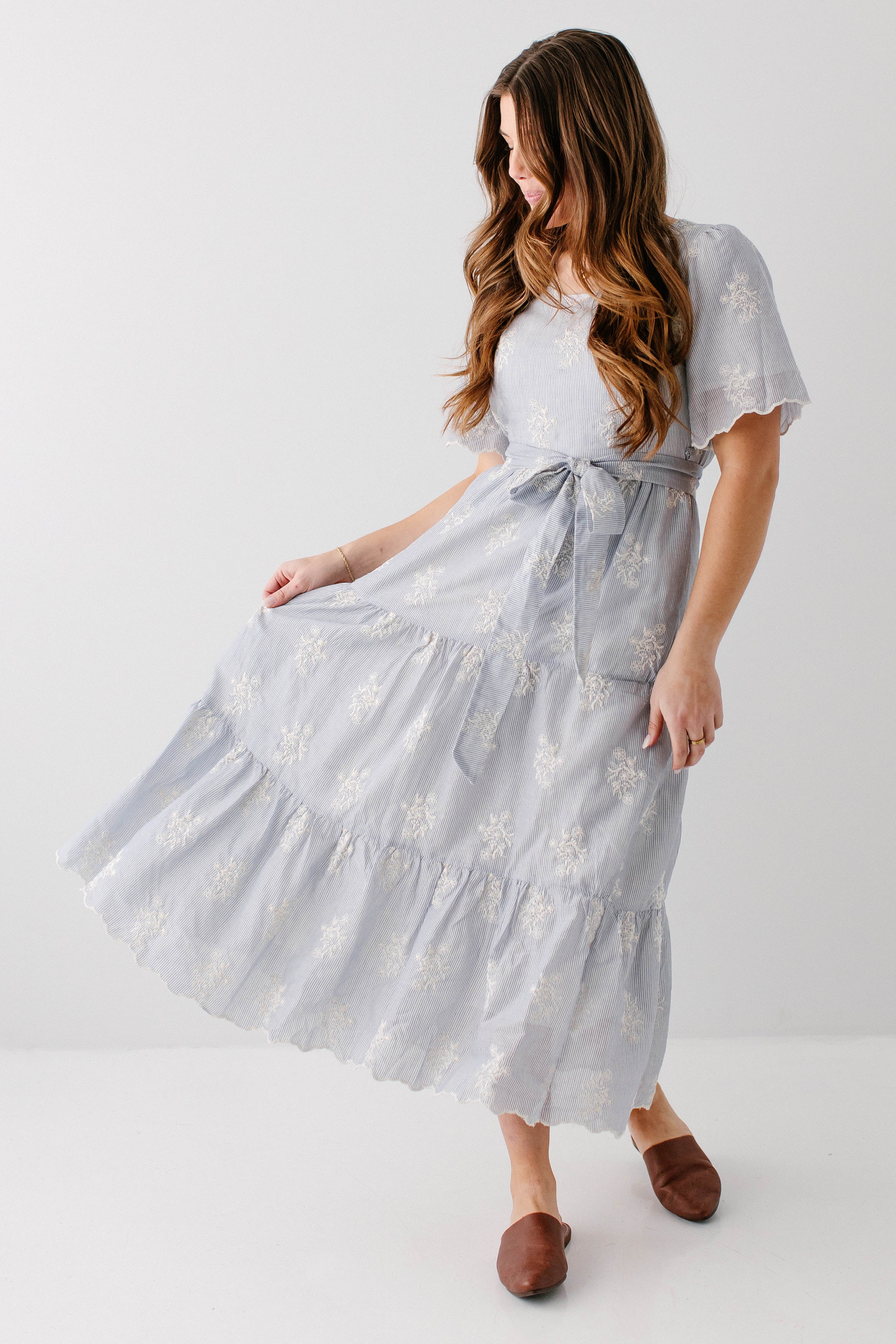 'Cassia' Embroidered Floral V-Neck Midi Dress FINAL SALE - Image 5