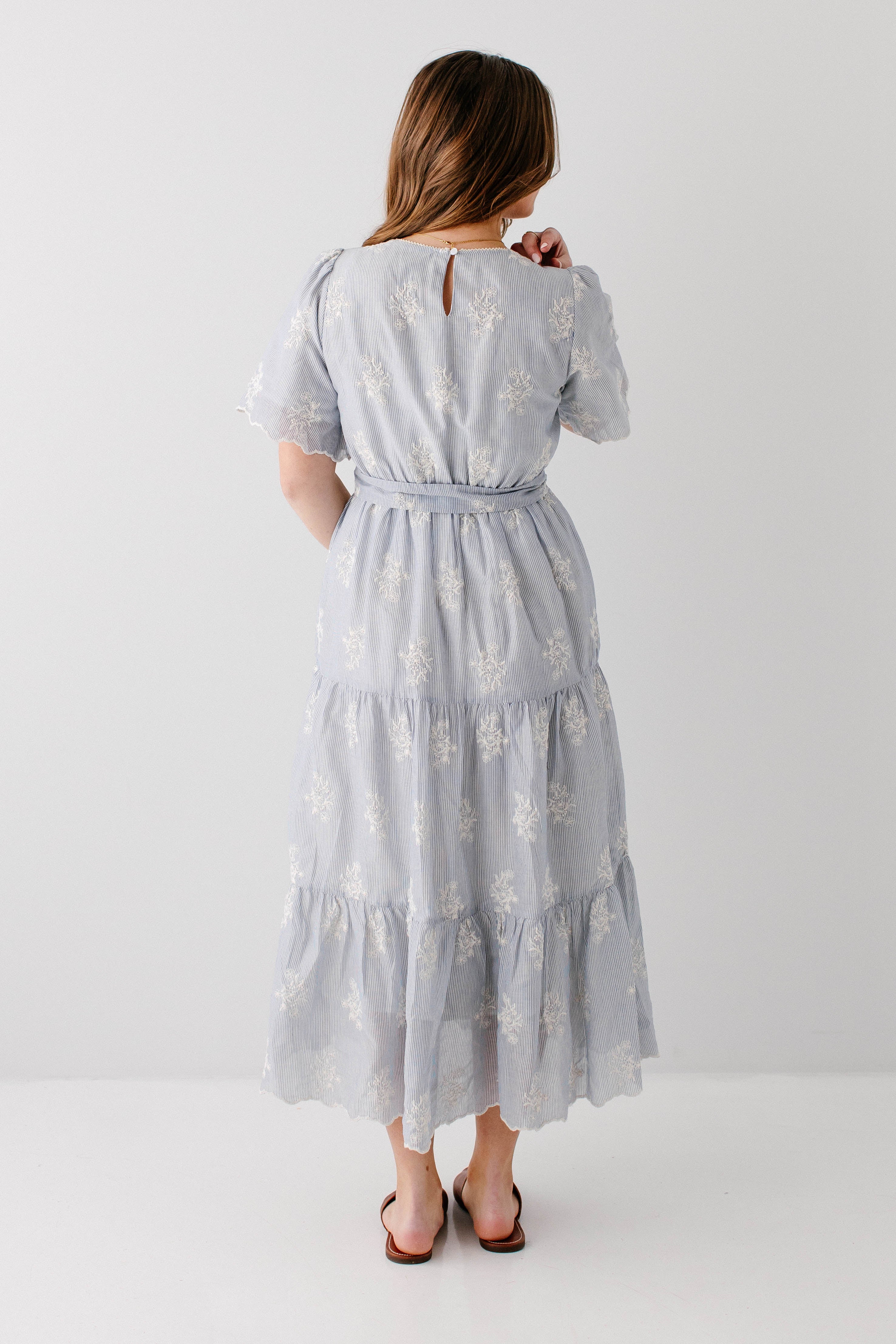 'Cassia' Embroidered Floral V-Neck Midi Dress FINAL SALE - Image 7