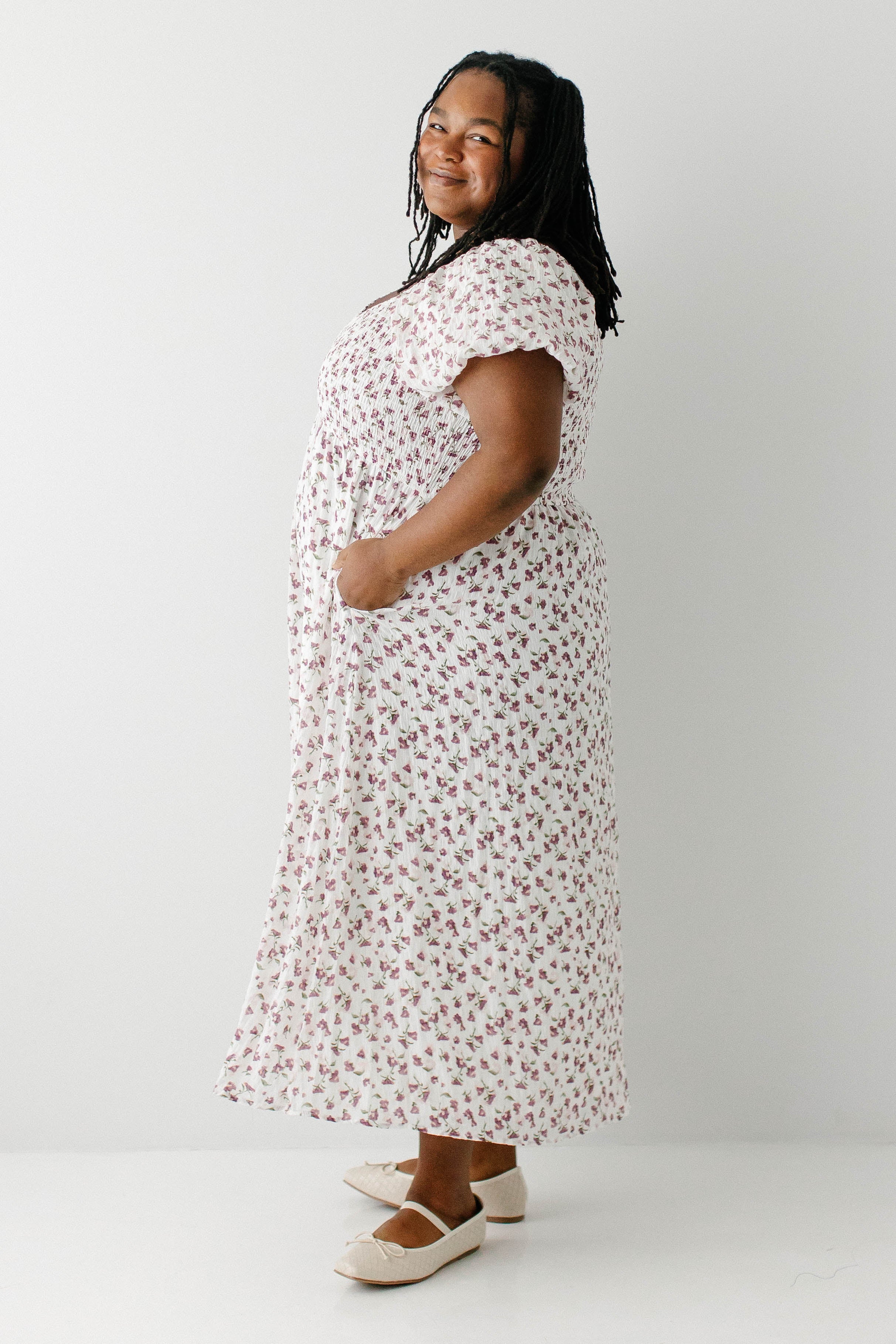 Charis Plum Floral Puff Sleeve Maxi Dress - Image 13
