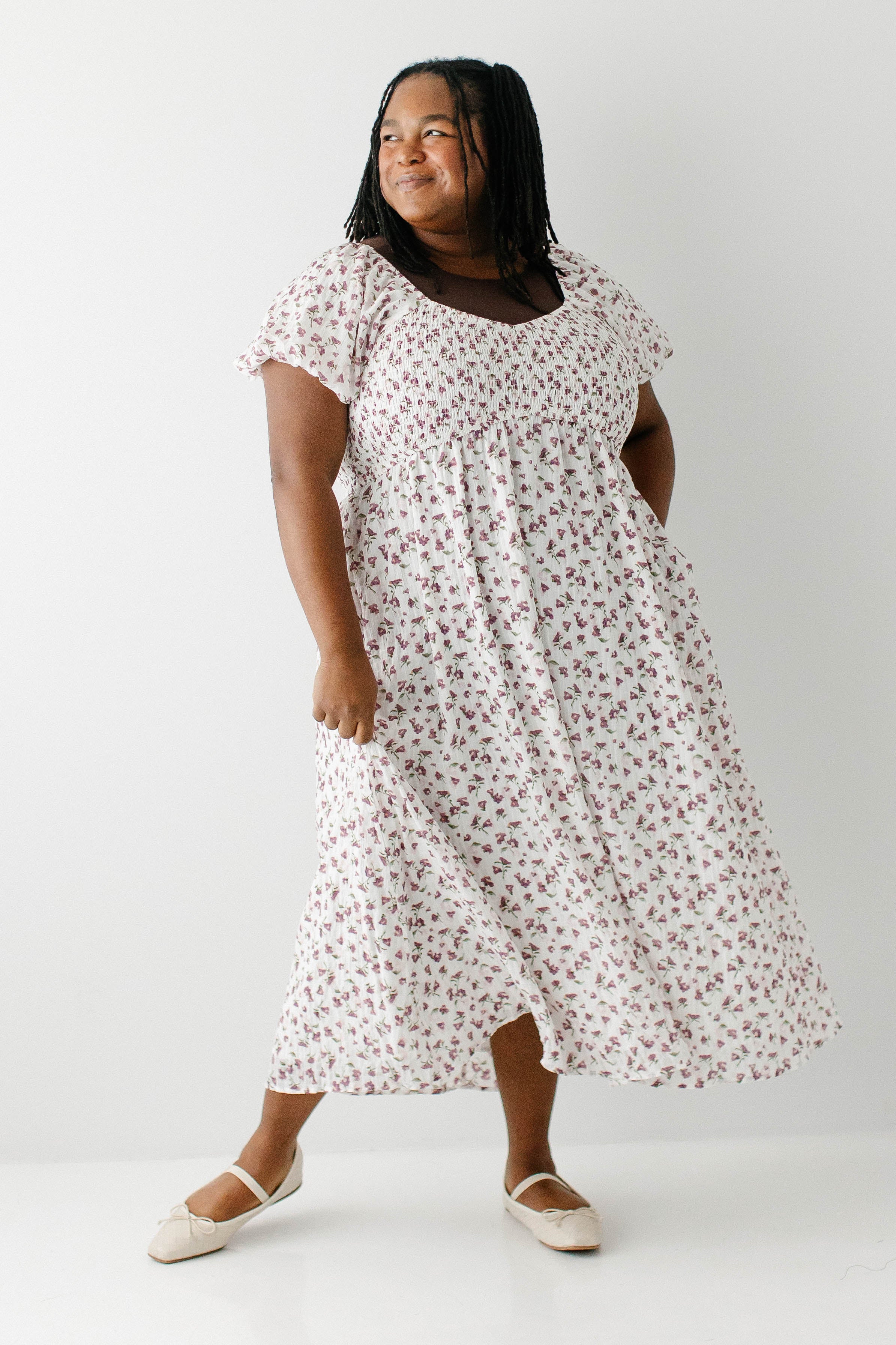 Charis Plum Floral Puff Sleeve Maxi Dress - Image 4