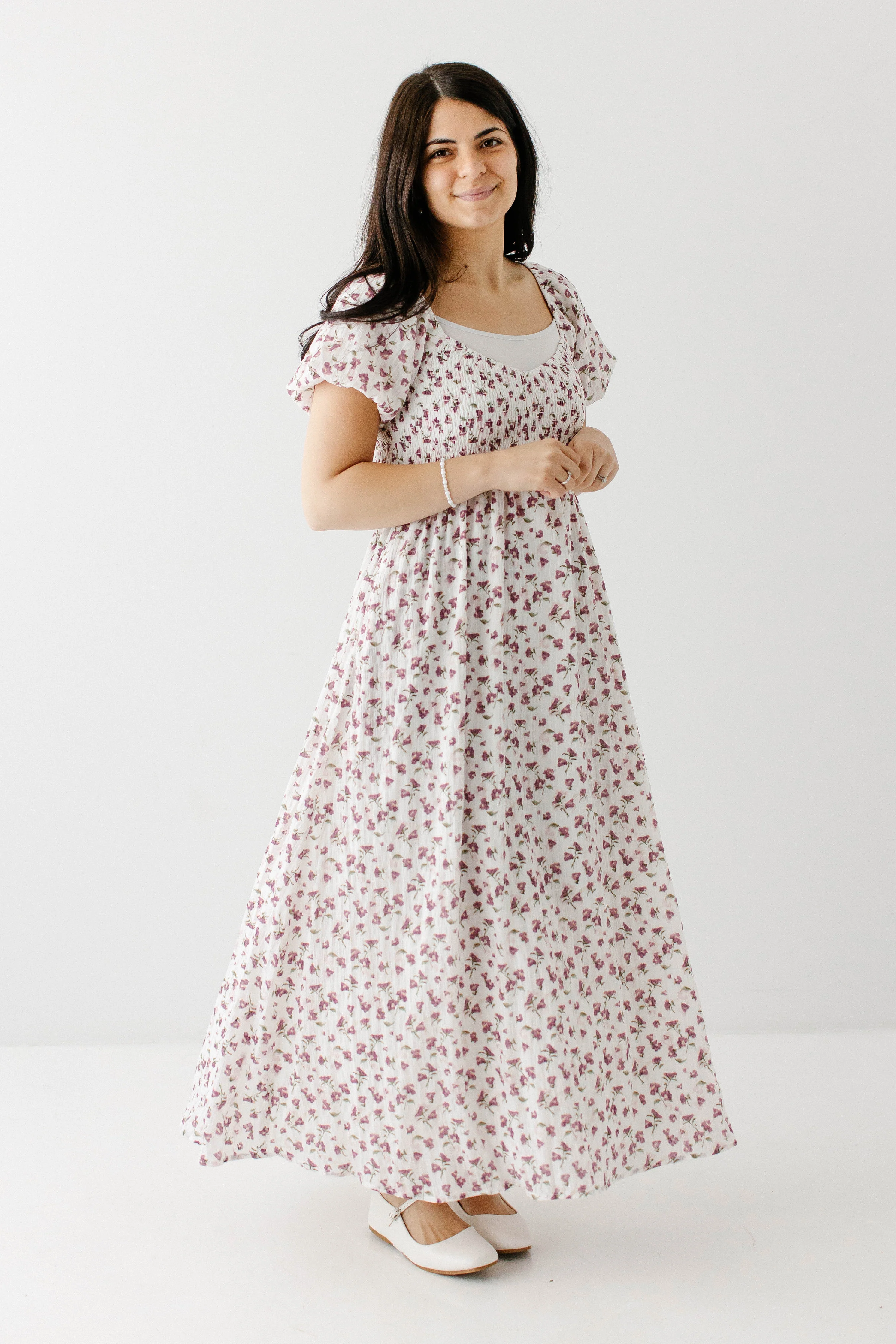 Charis Plum Floral Puff Sleeve Maxi Dress - Image 5