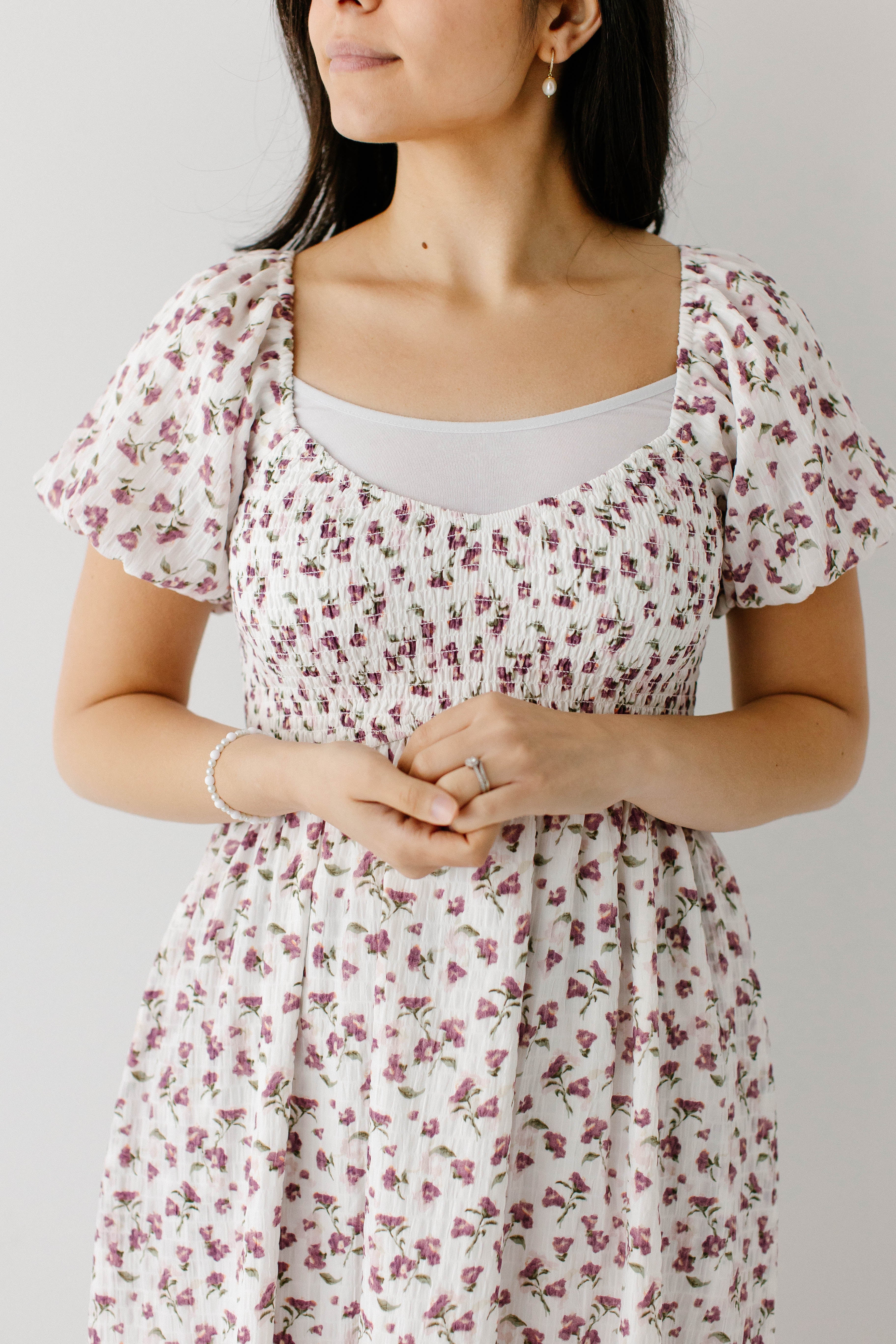 Charis Plum Floral Puff Sleeve Maxi Dress - Image 6