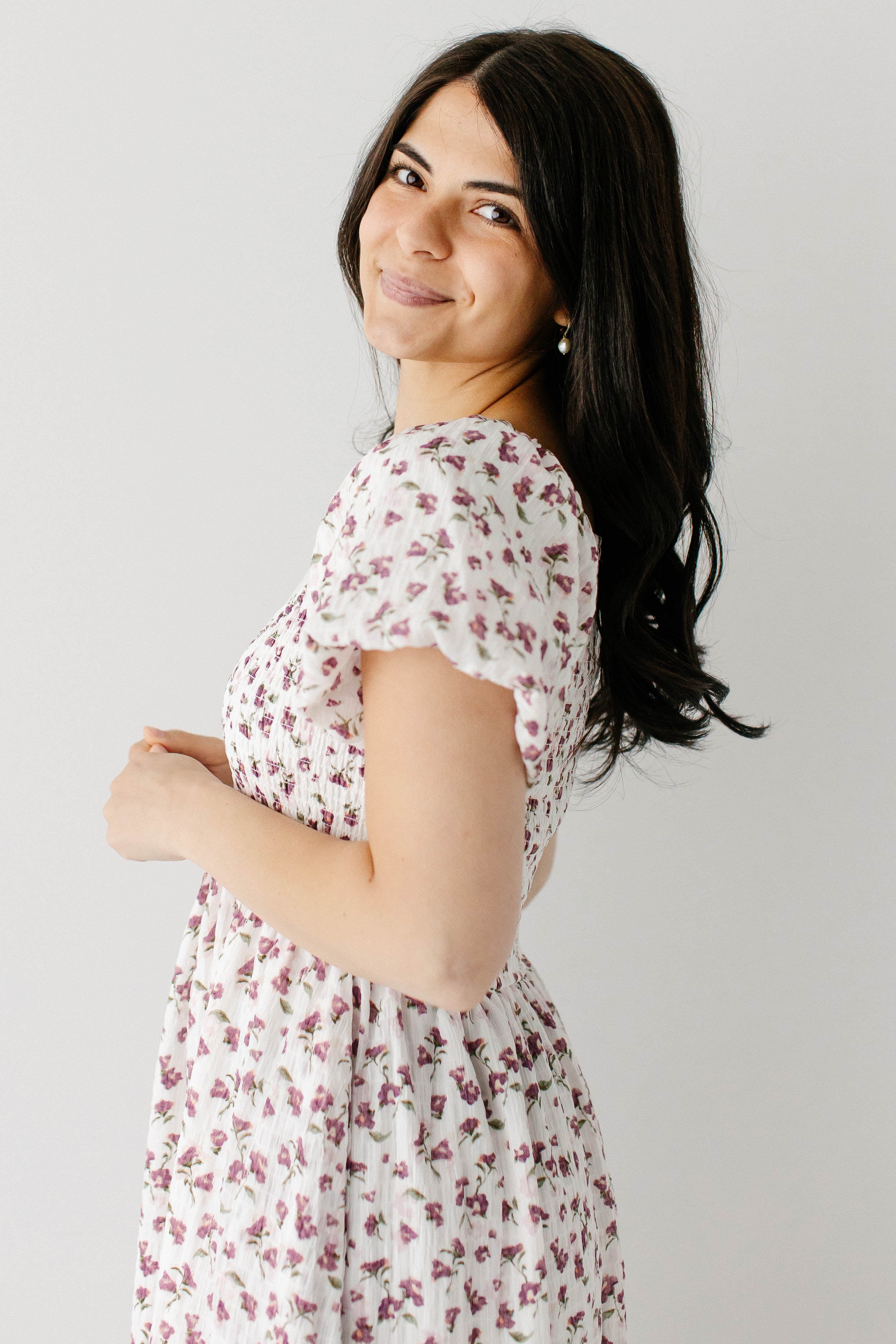 Charis Plum Floral Puff Sleeve Maxi Dress - Image 7