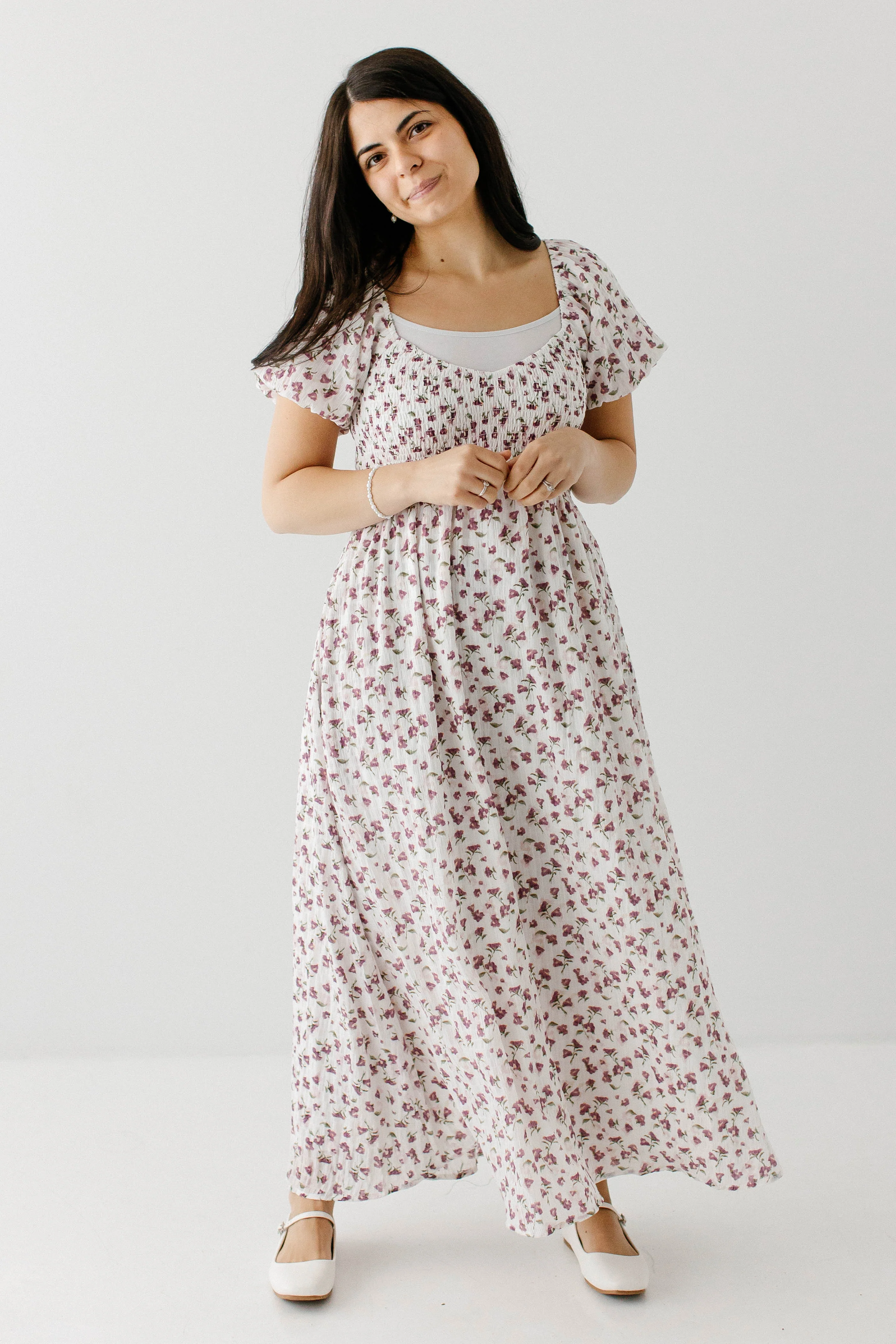 Charis Plum Floral Puff Sleeve Maxi Dress - Image 8