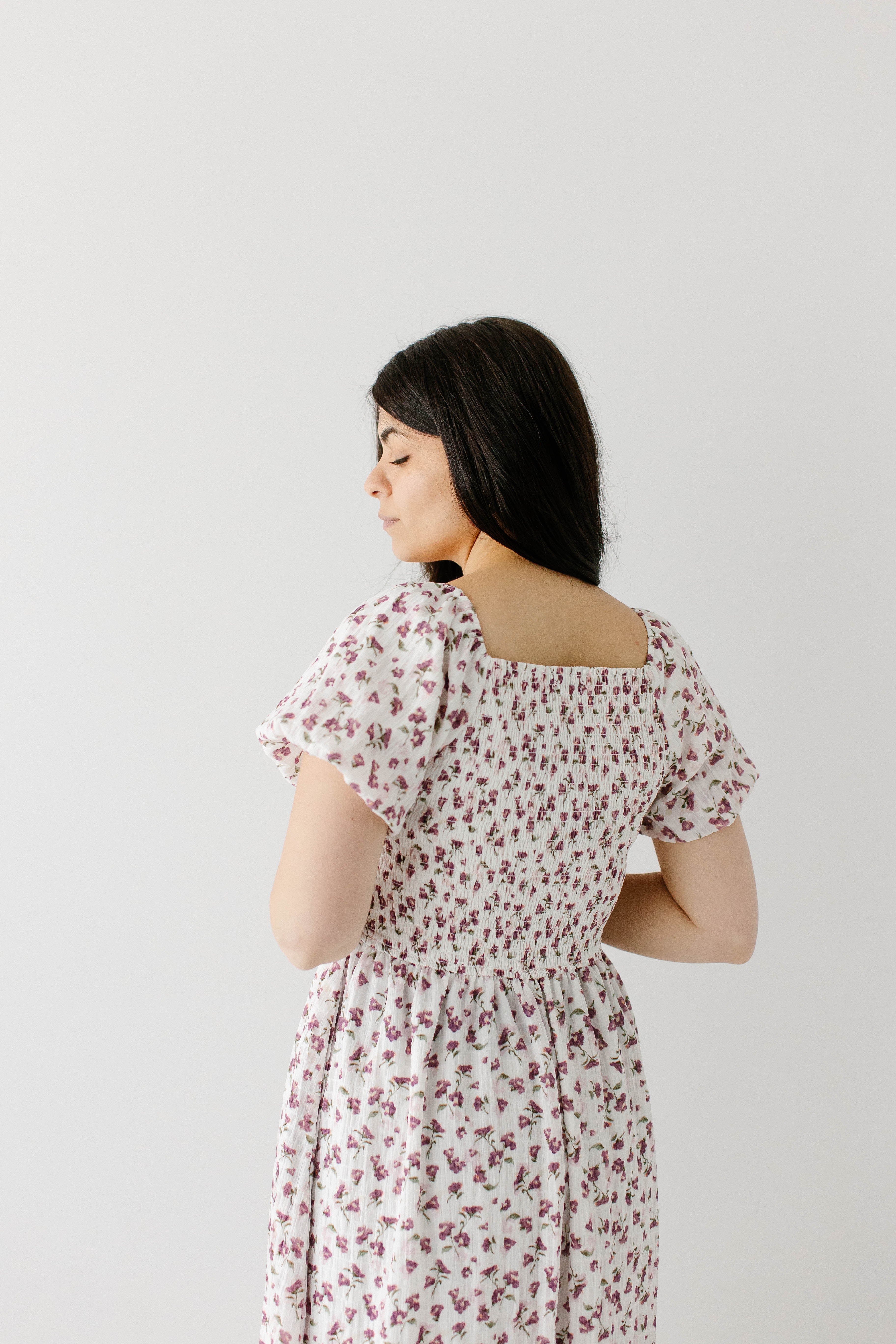 Charis Plum Floral Puff Sleeve Maxi Dress - Image 9