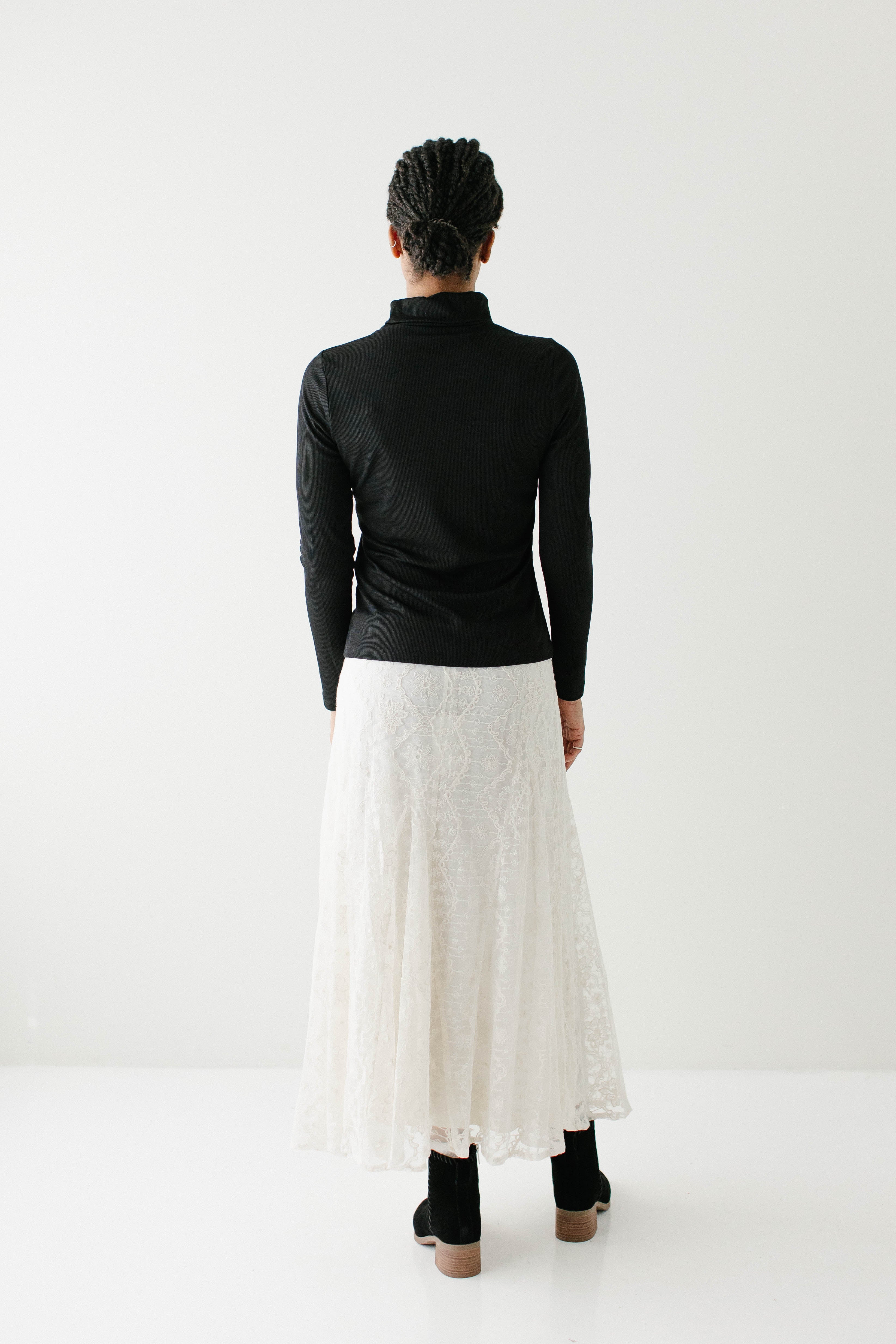 'Charlene' Lace Overlay Flared Midi Skirt FINAL SALE - Image 7