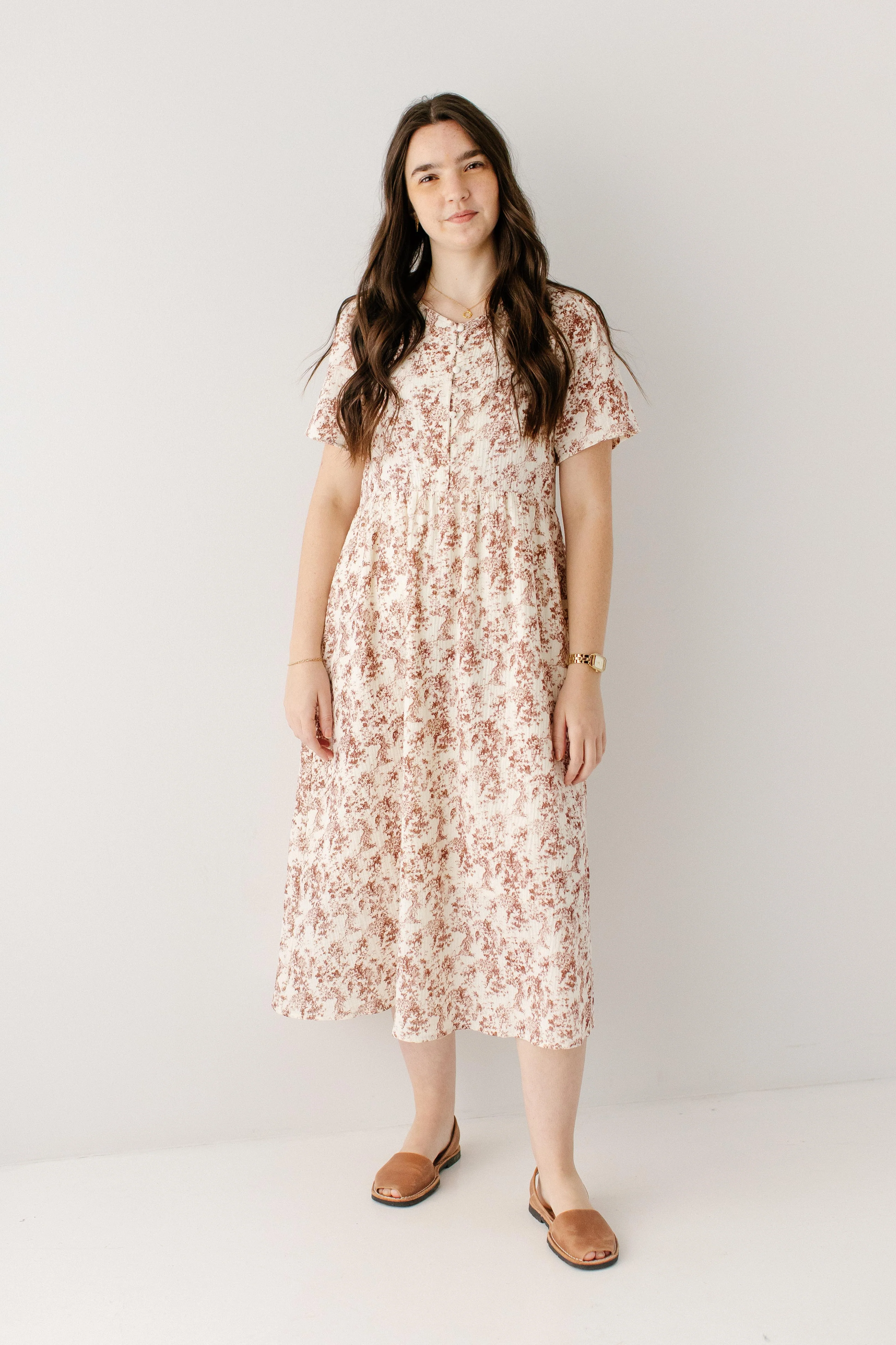 Cheryl Vintage Red Printed Gauze Dress