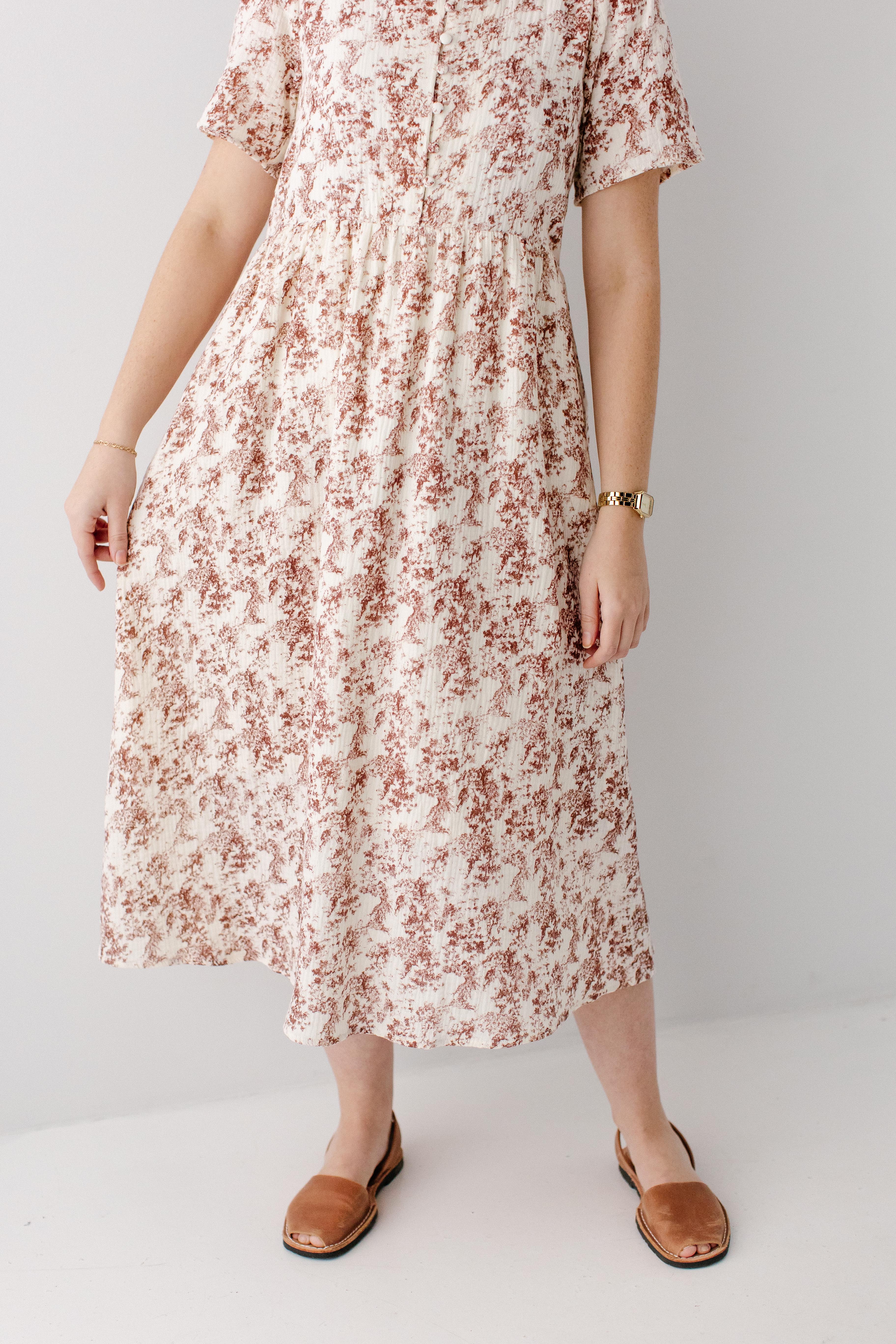 Cheryl Vintage Red Printed Gauze Dress - Image 4