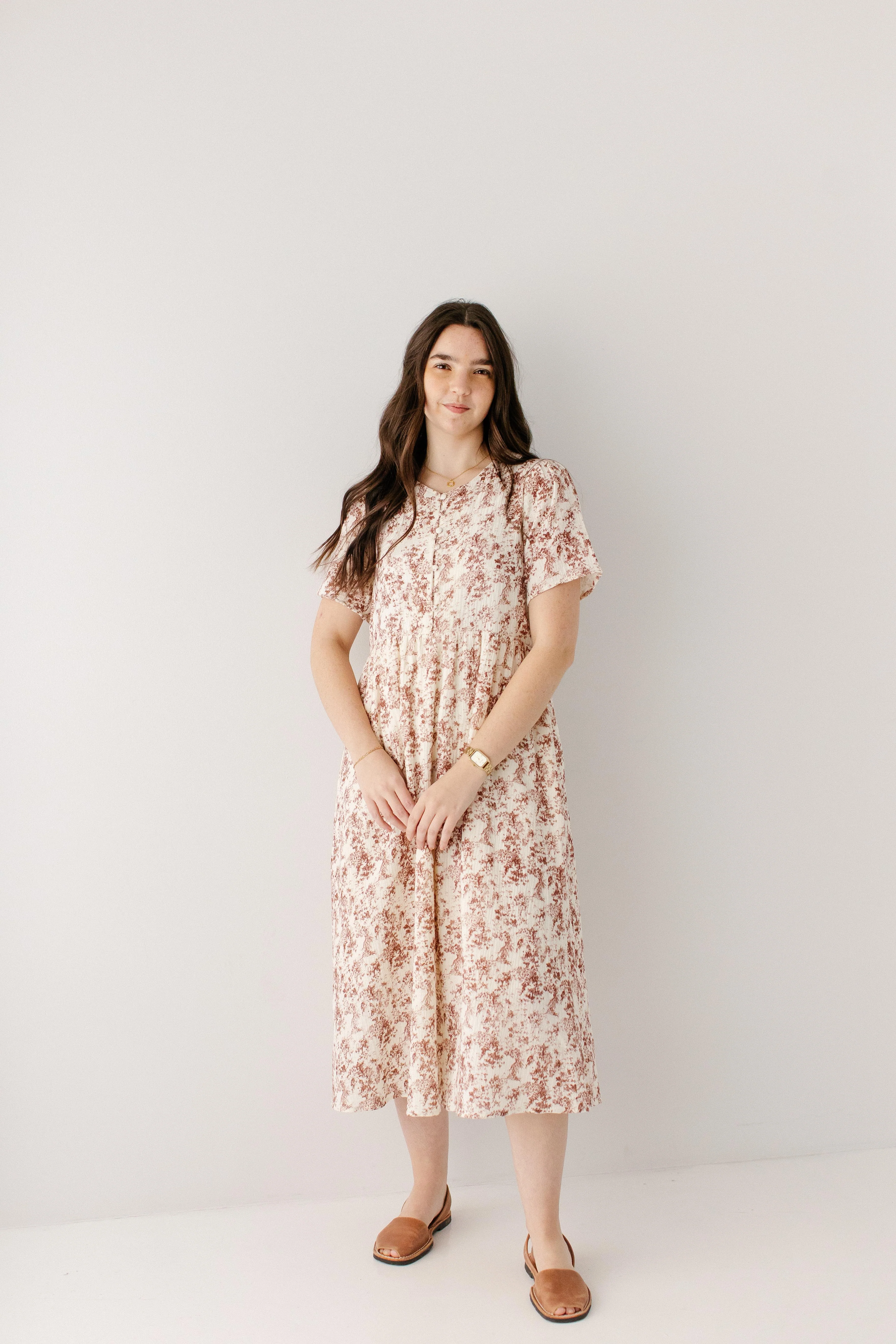 Cheryl Vintage Red Printed Gauze Dress - Image 9