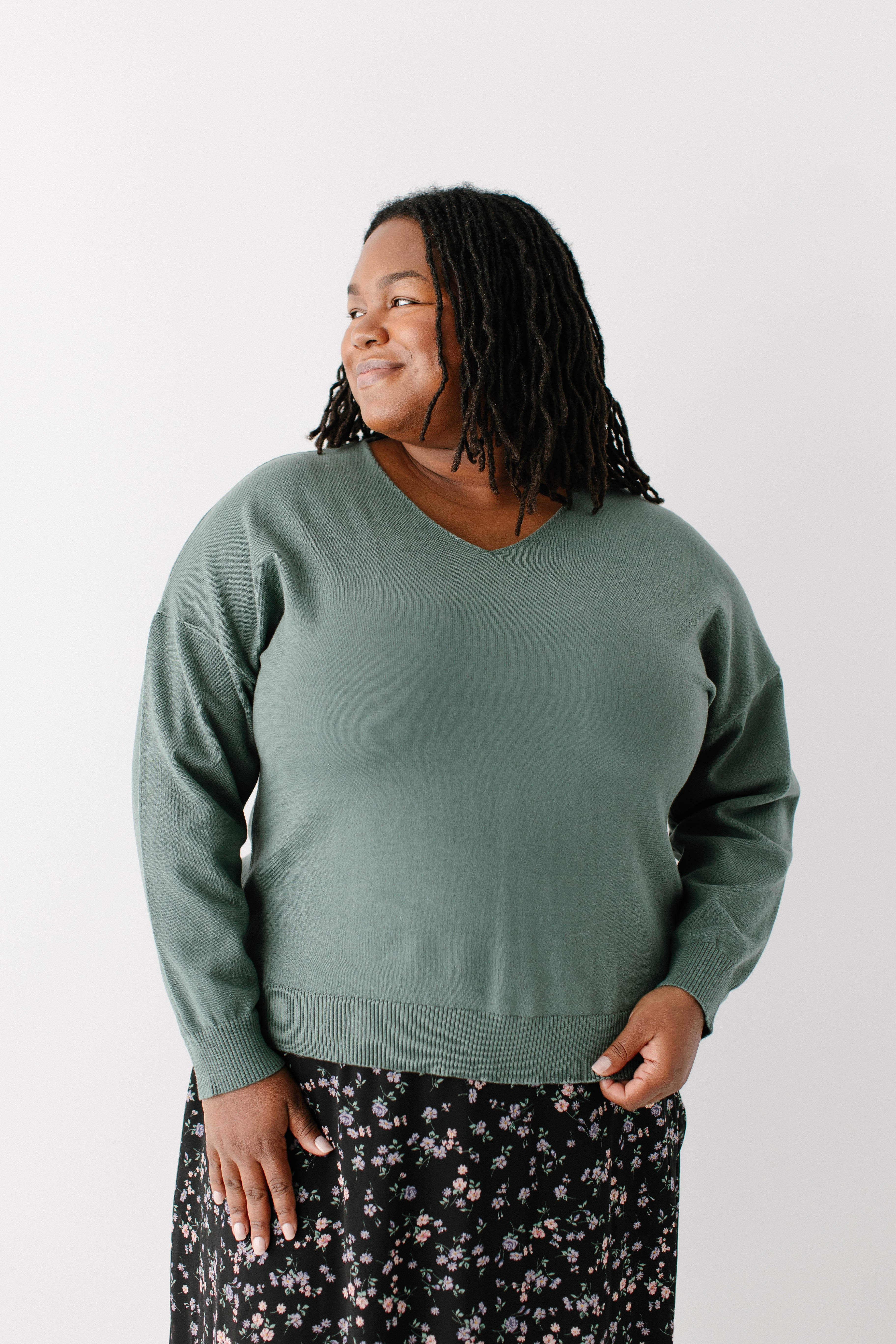 Cinda V-Neck Cotton Sweater FINAL SALE - Image 2
