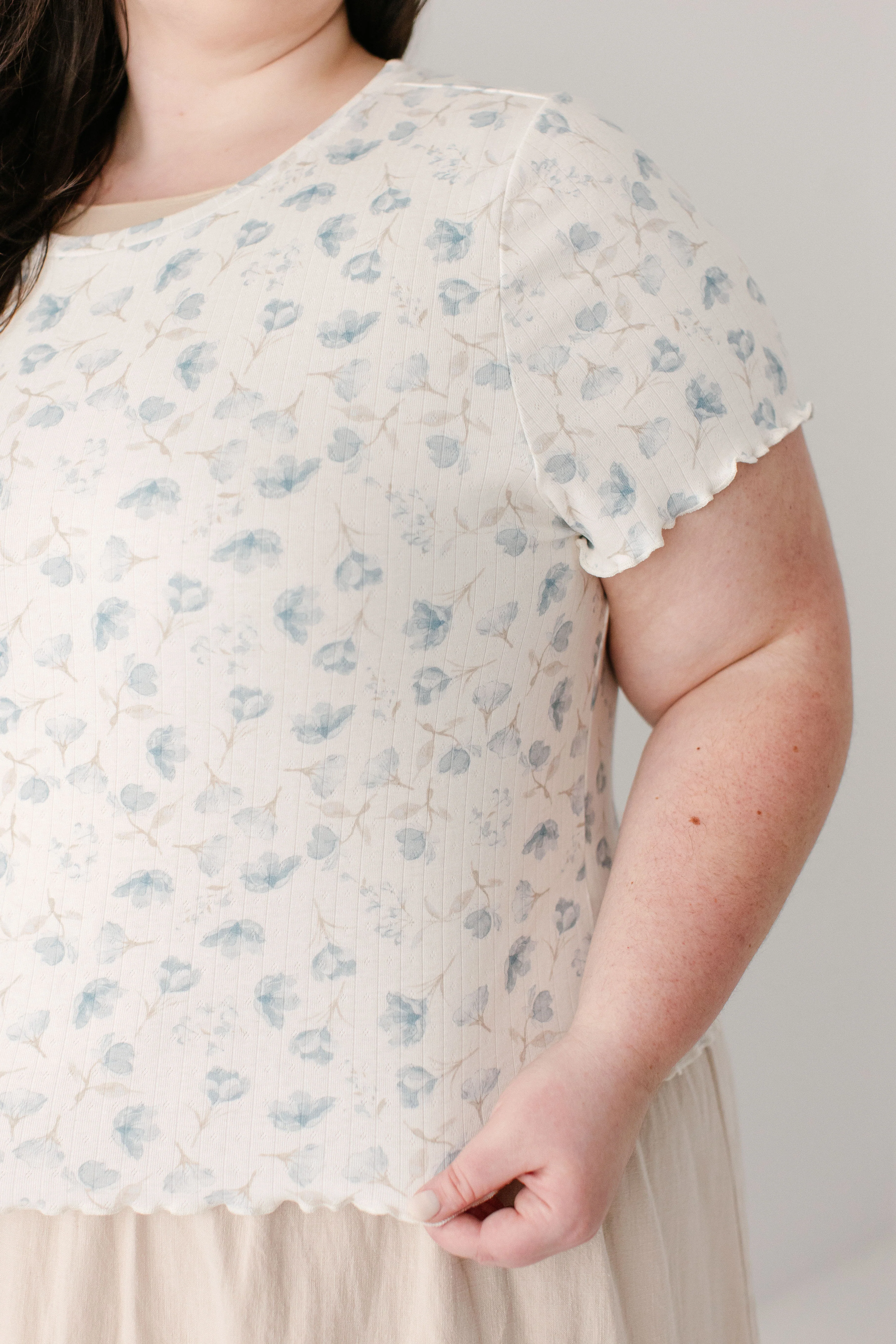Clara Blue Floral Pointelle Top FINAL SALE - Image 10