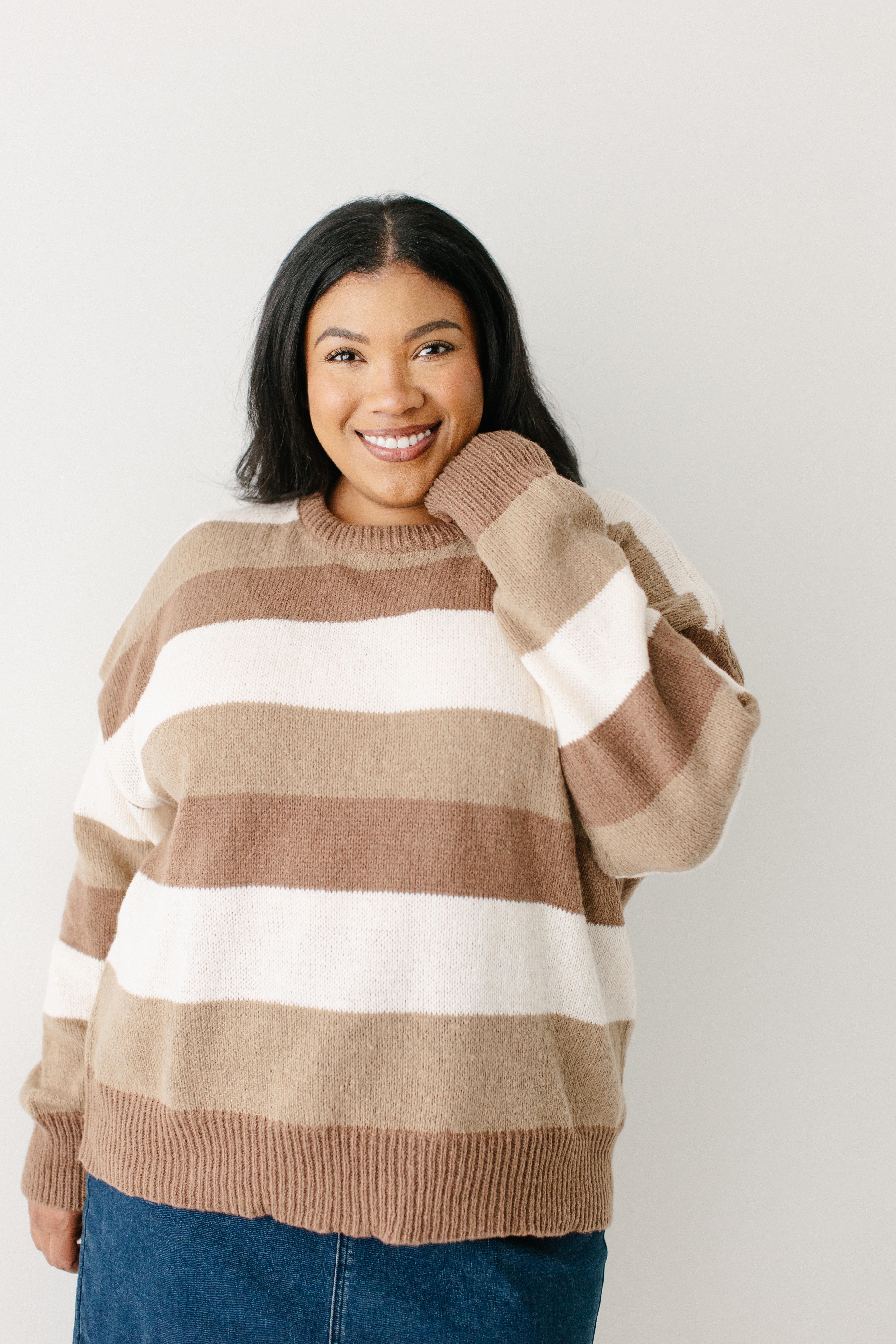 'Coco' Brown Stripe Knit Sweater FINAL SALE