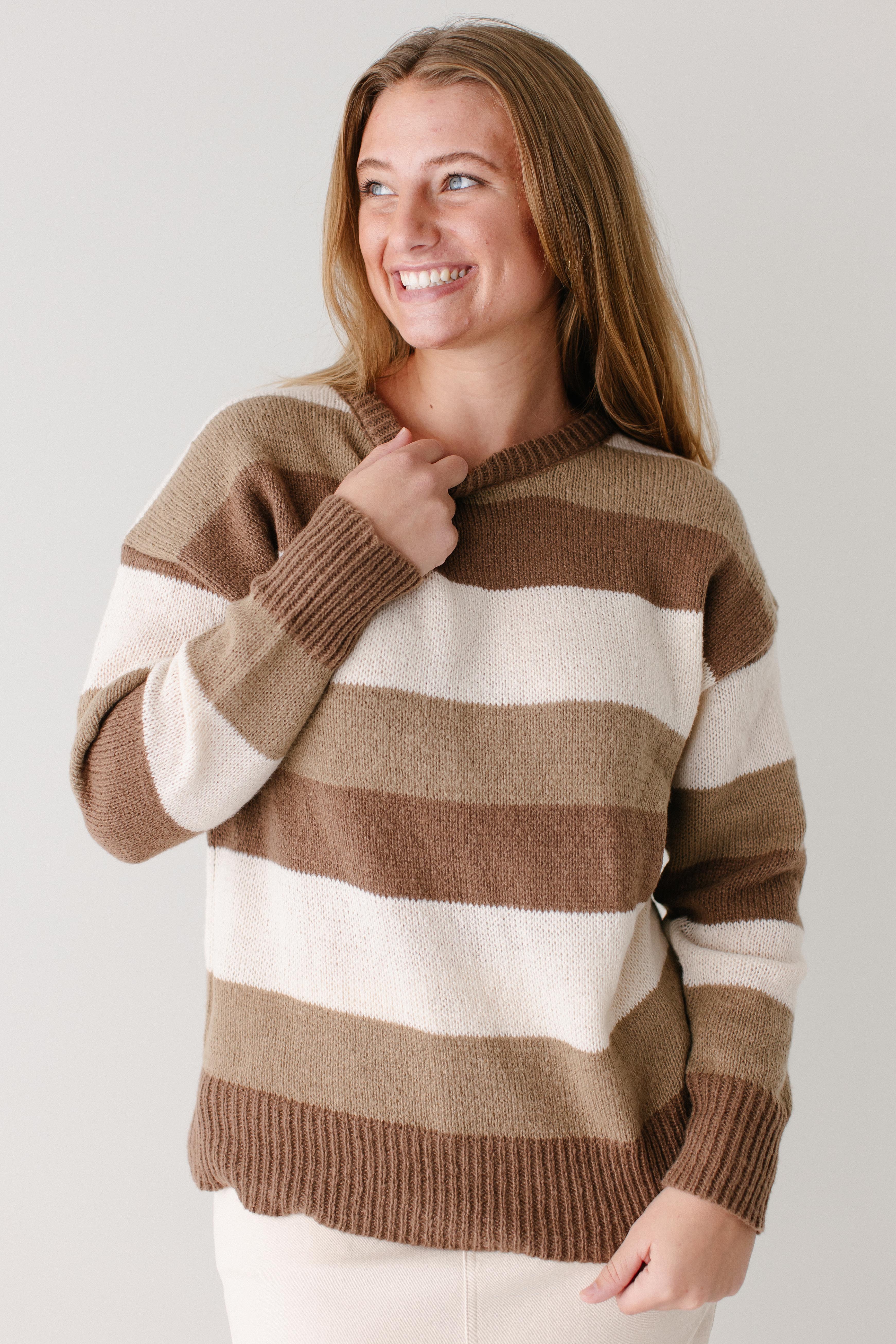 'Coco' Brown Stripe Knit Sweater FINAL SALE - Image 2