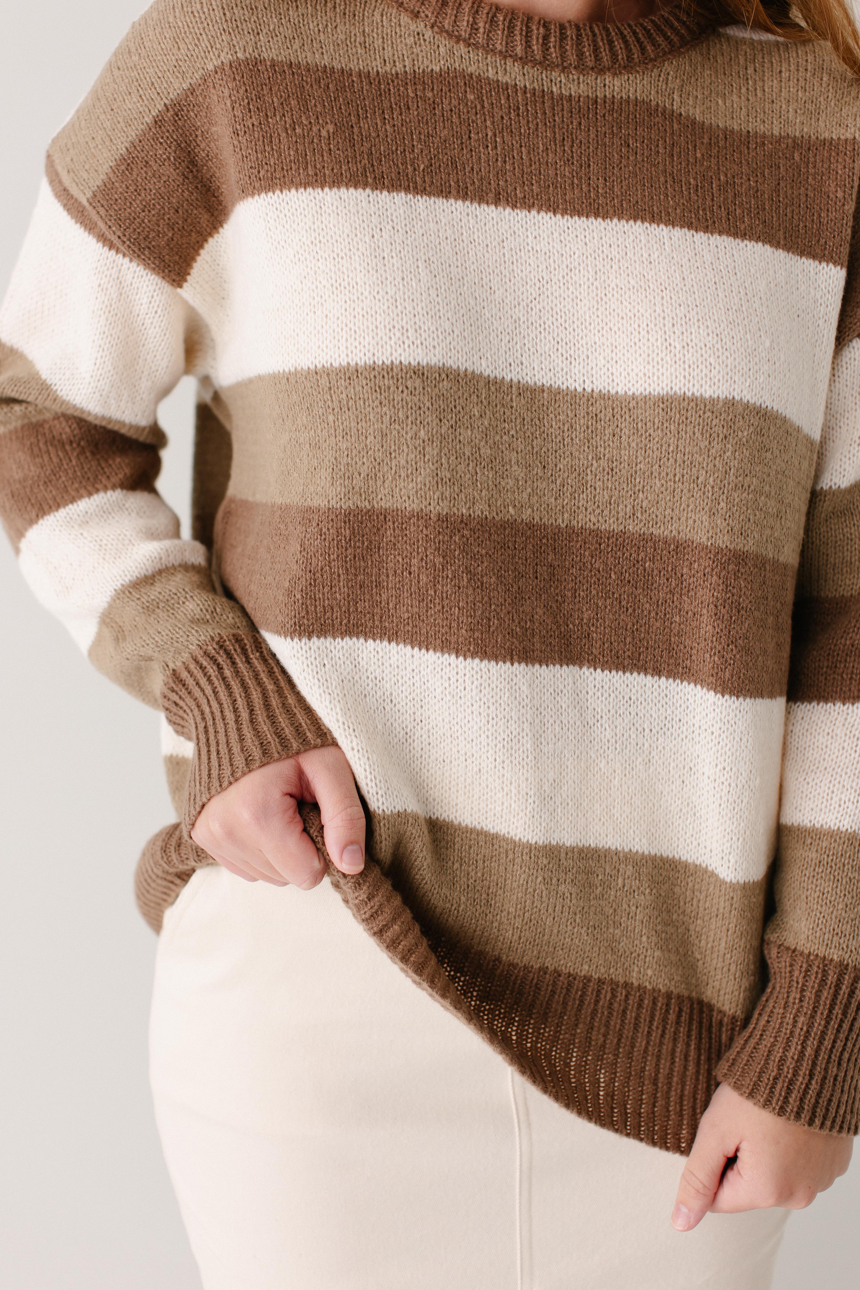 'Coco' Brown Stripe Knit Sweater FINAL SALE - Image 4