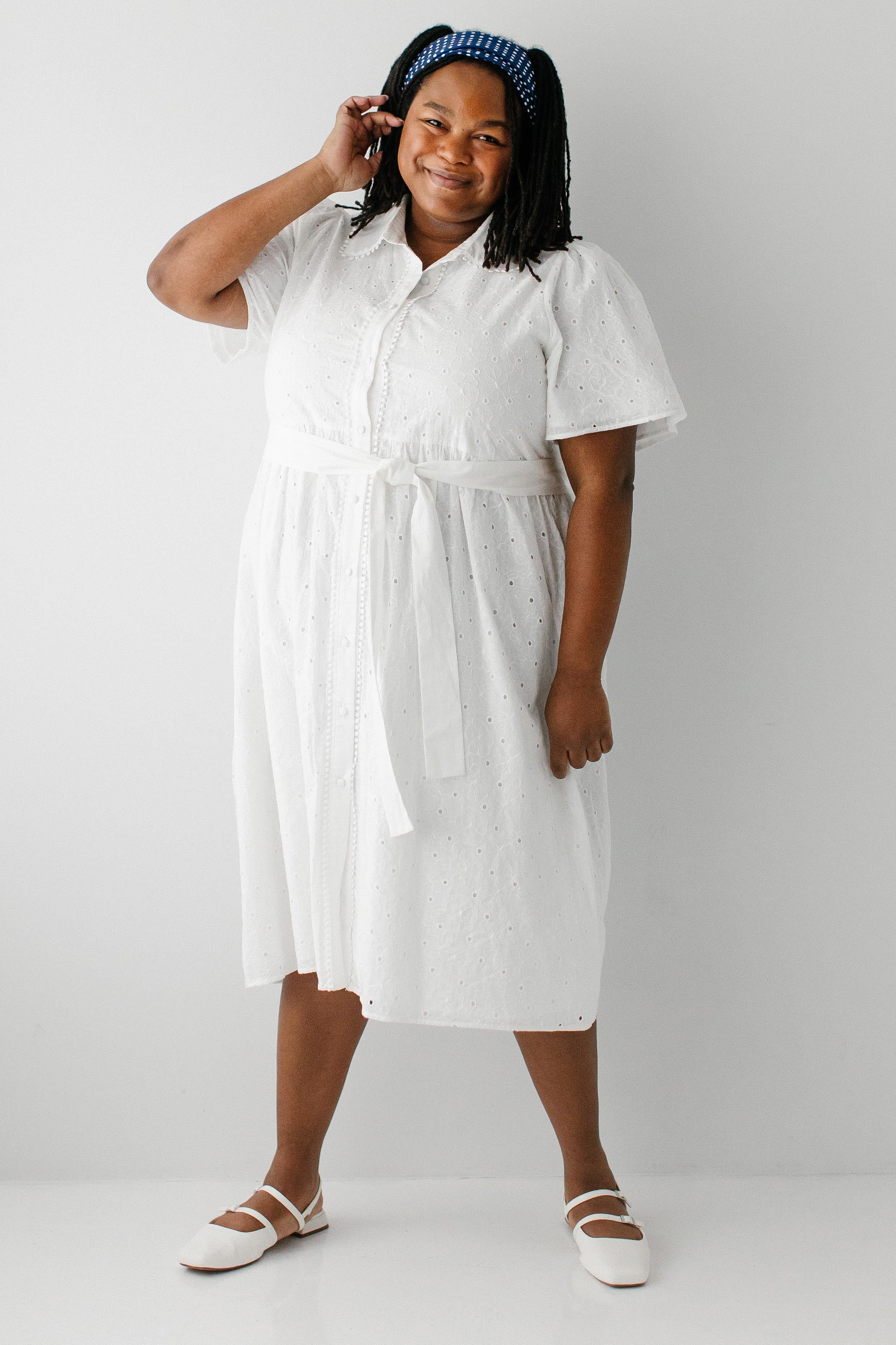 Colette Collared Eyelet Midi Dress - Image 2