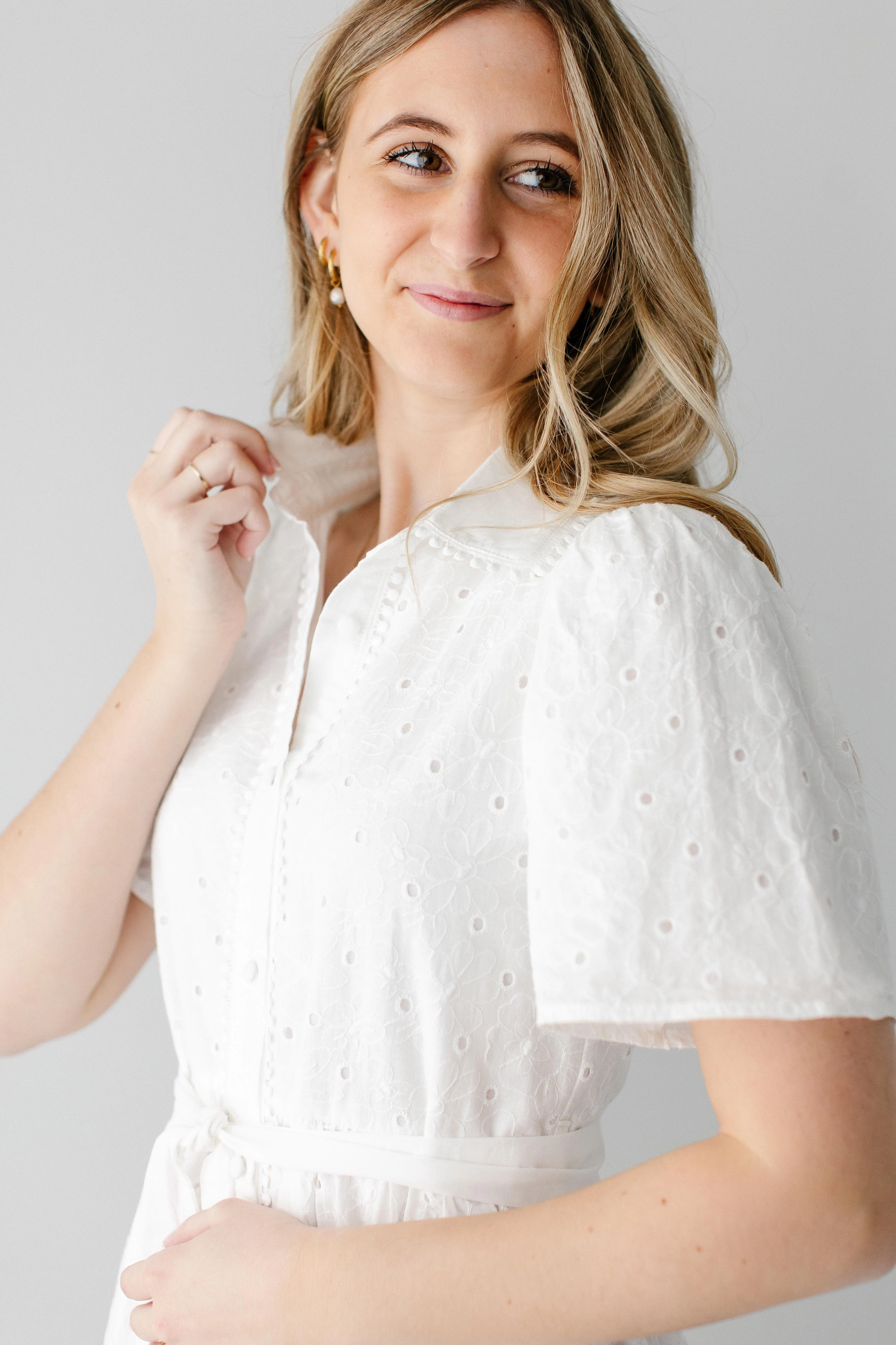 Colette Collared Eyelet Midi Dress - Image 3