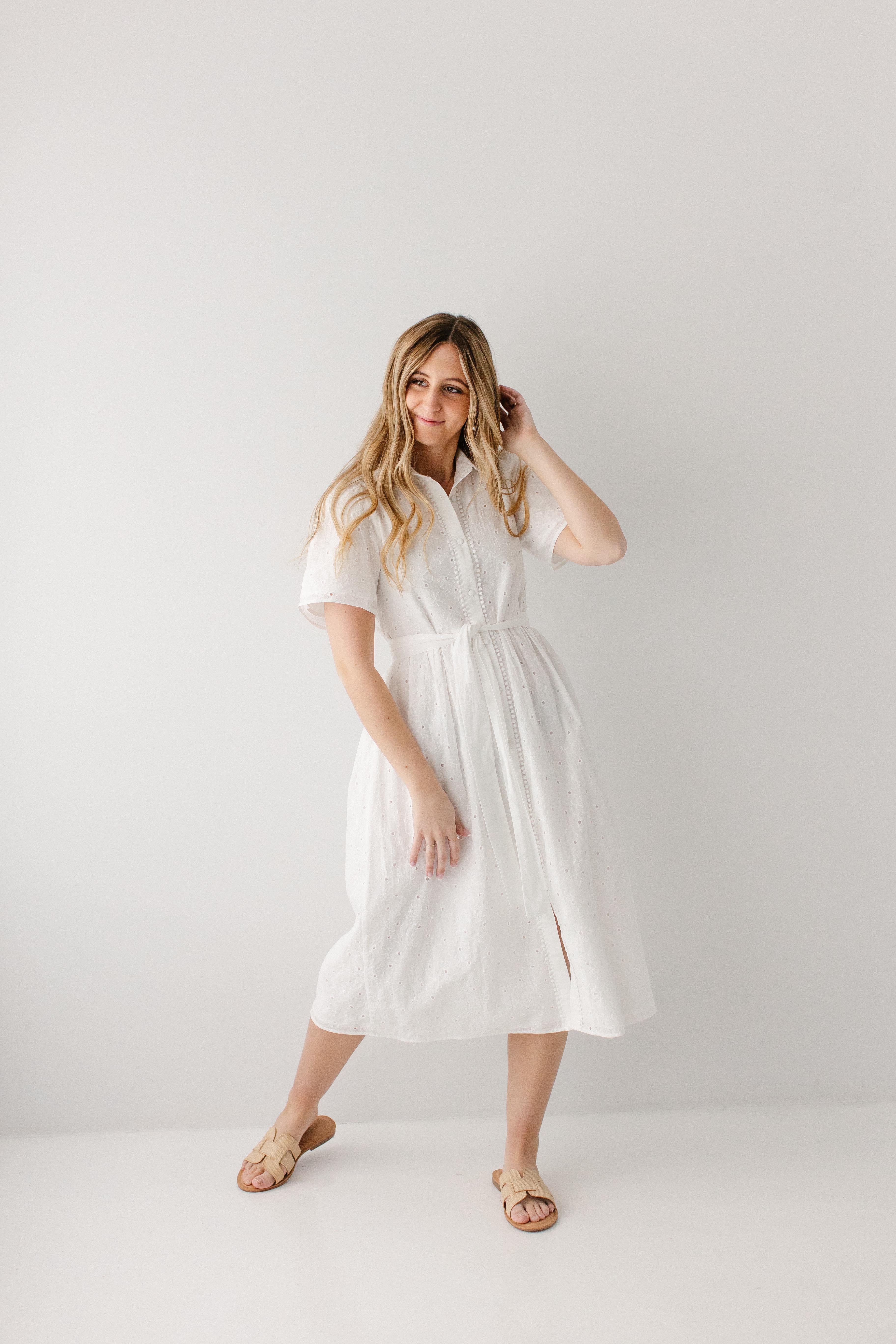 Colette Collared Eyelet Midi Dress - Image 7