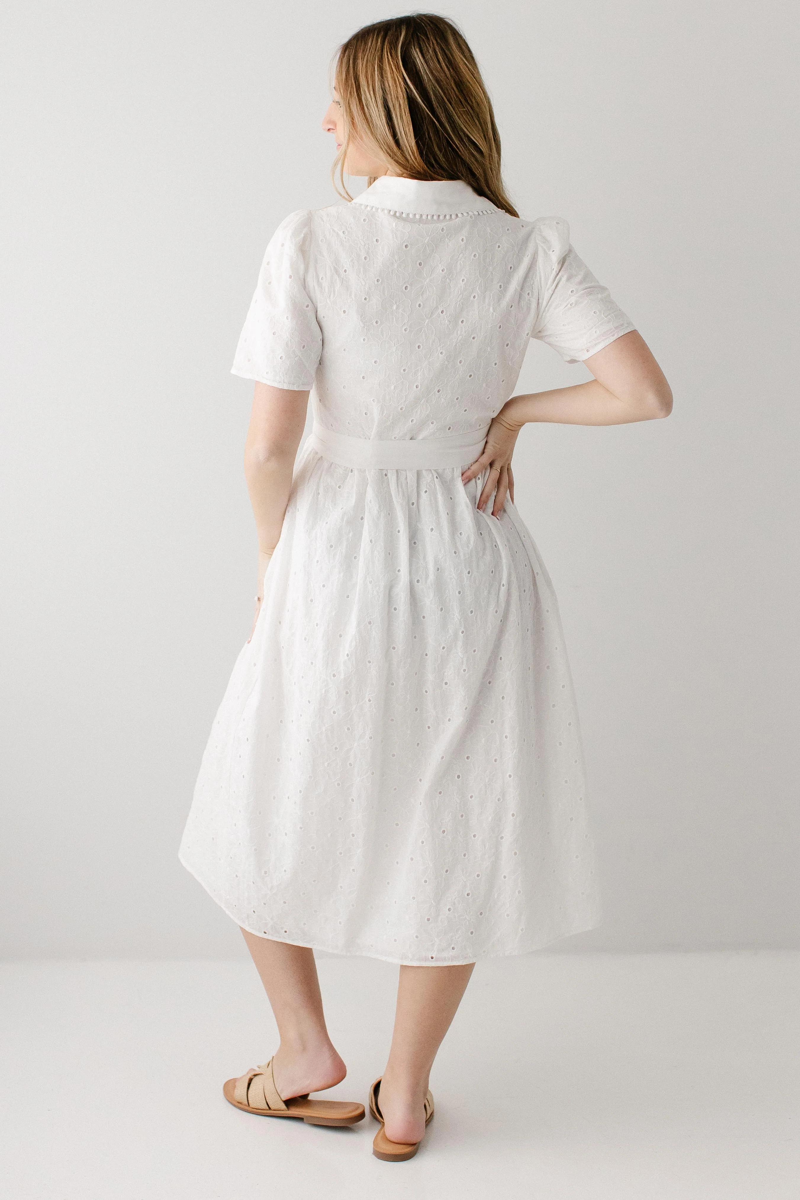 Colette Collared Eyelet Midi Dress - Image 8