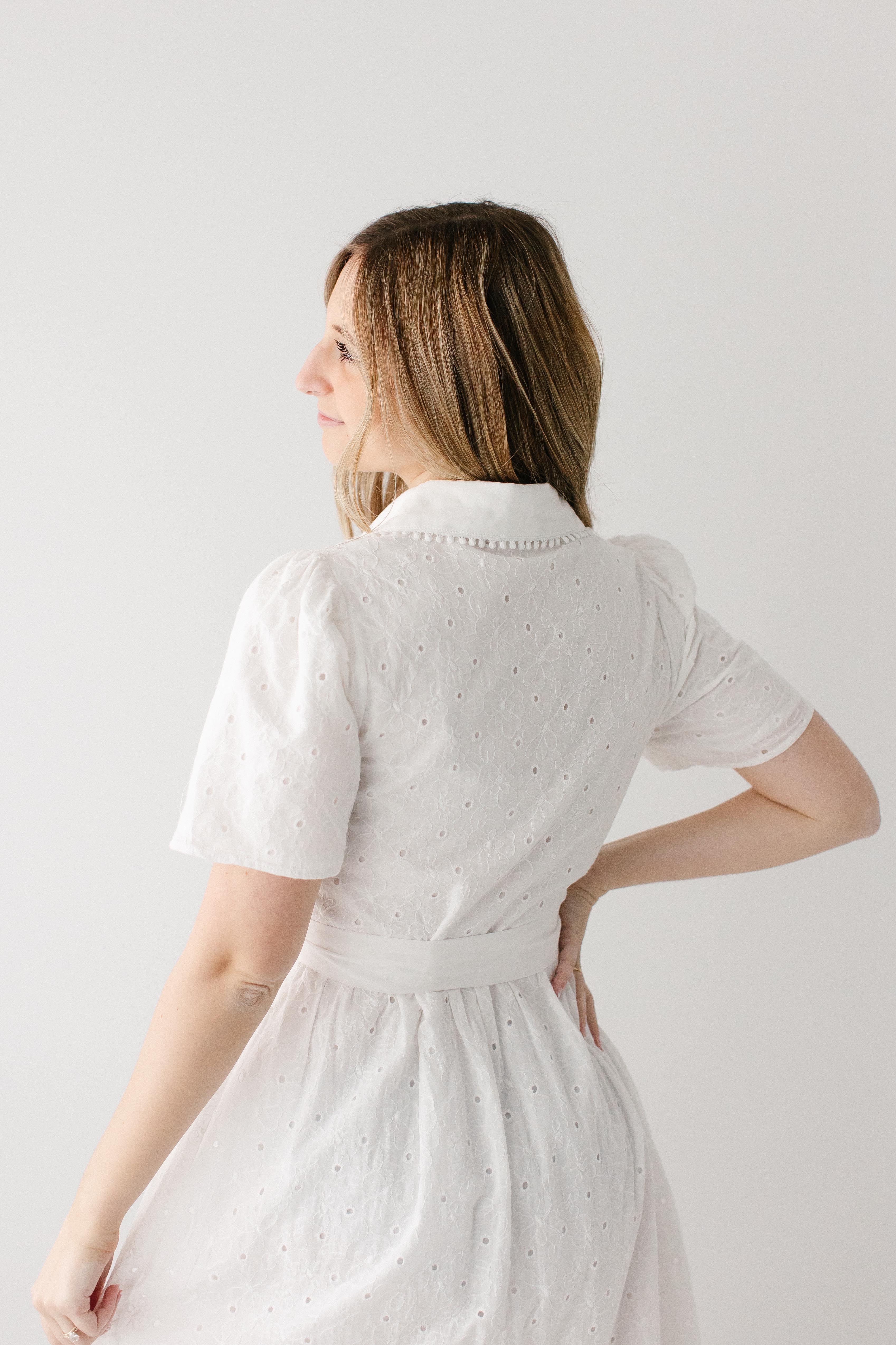 Colette Collared Eyelet Midi Dress - Image 9