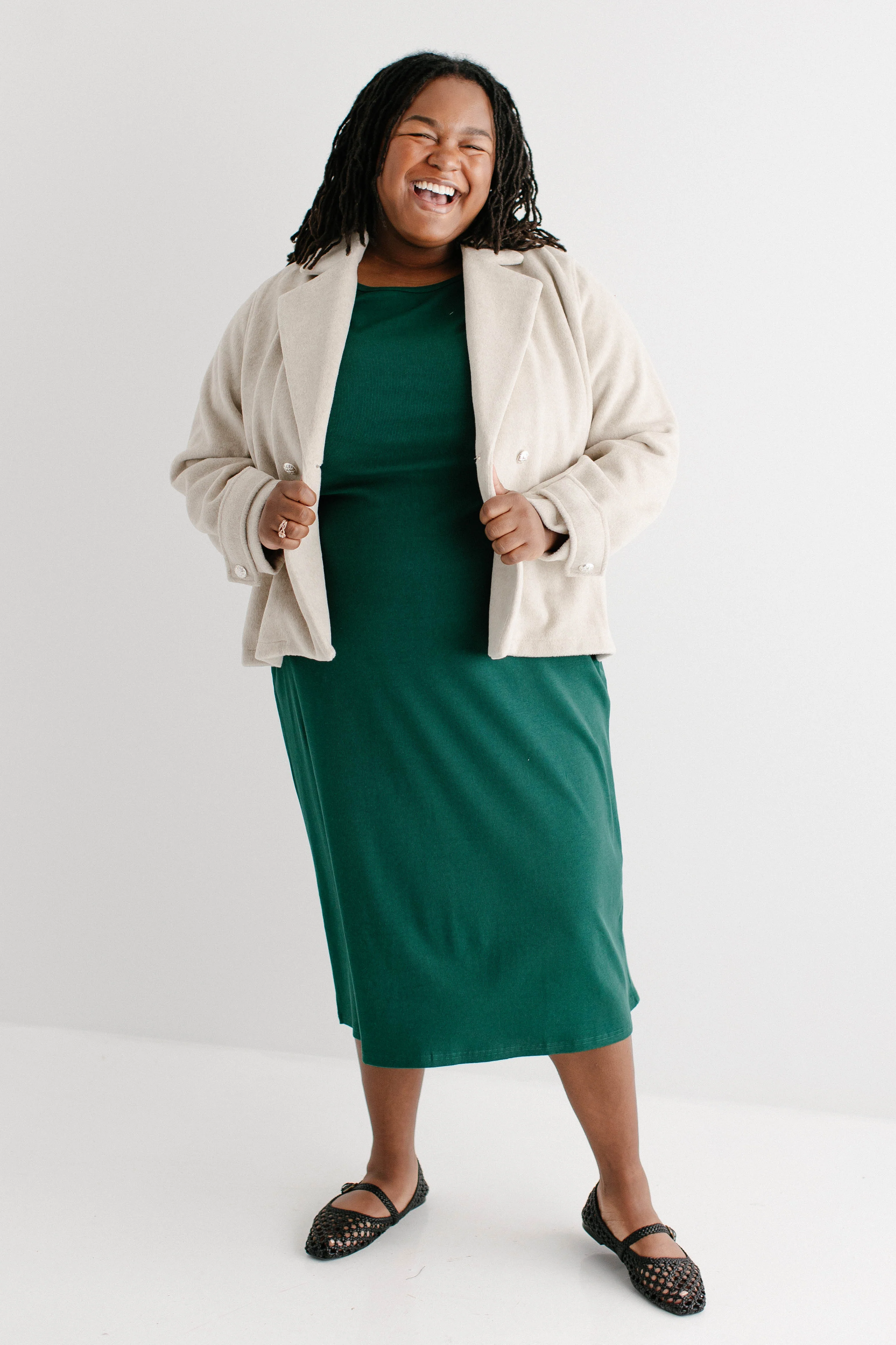 Constance 3/4 Sleeve Ribbed Midi Dress FINAL SALE - Image 12