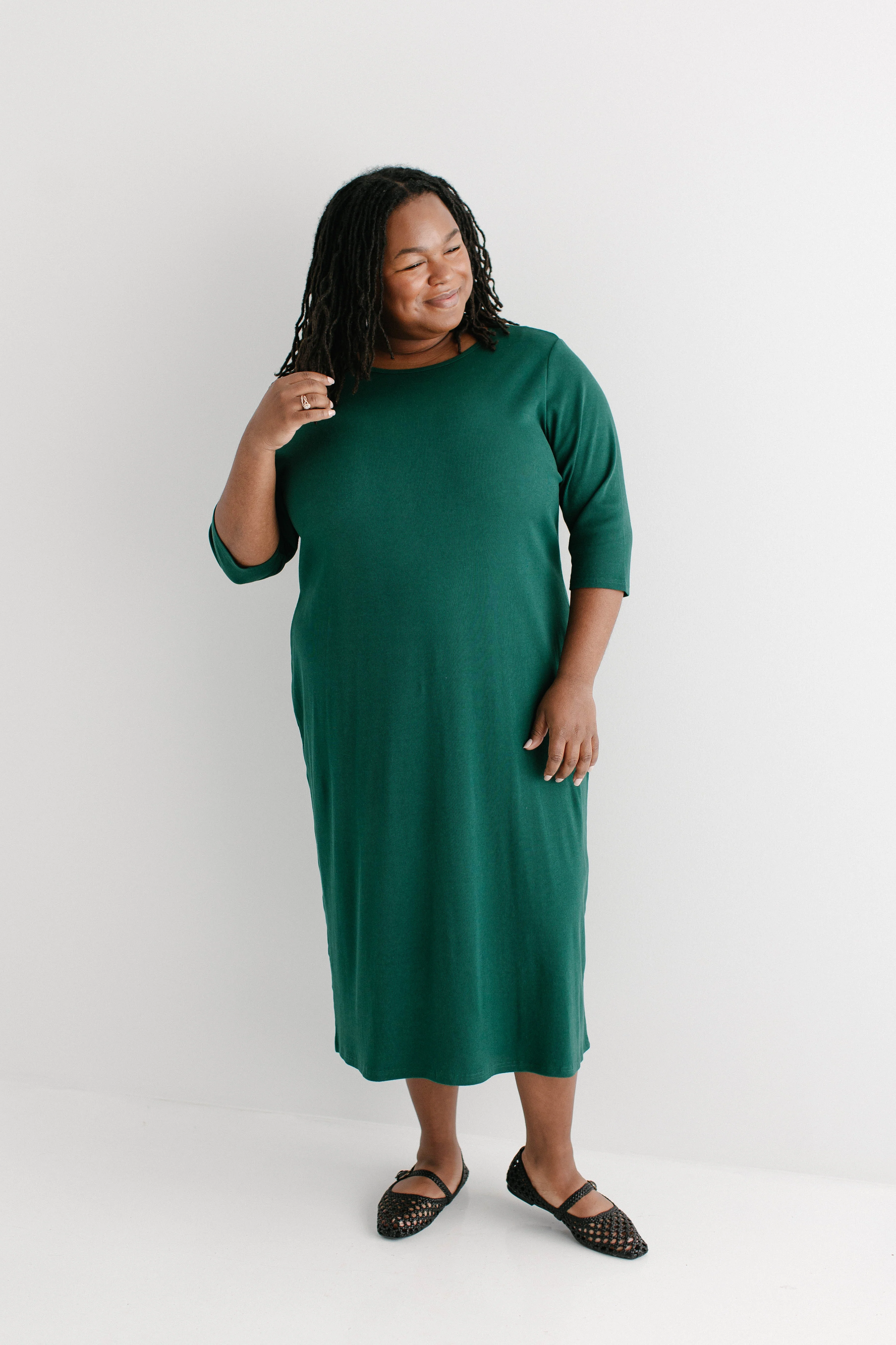 Constance 3/4 Sleeve Ribbed Midi Dress FINAL SALE - Image 13
