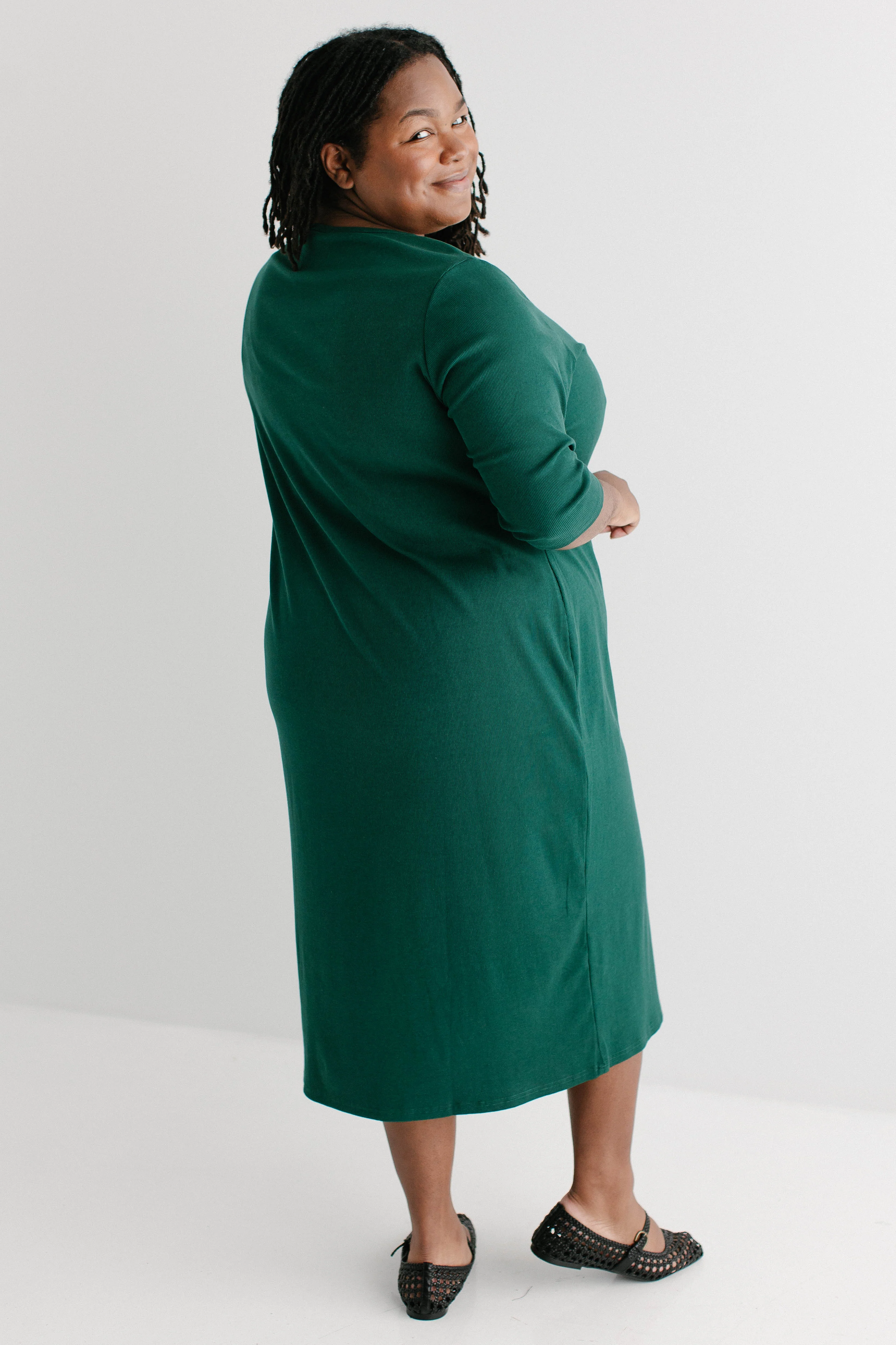 Constance 3/4 Sleeve Ribbed Midi Dress FINAL SALE - Image 15