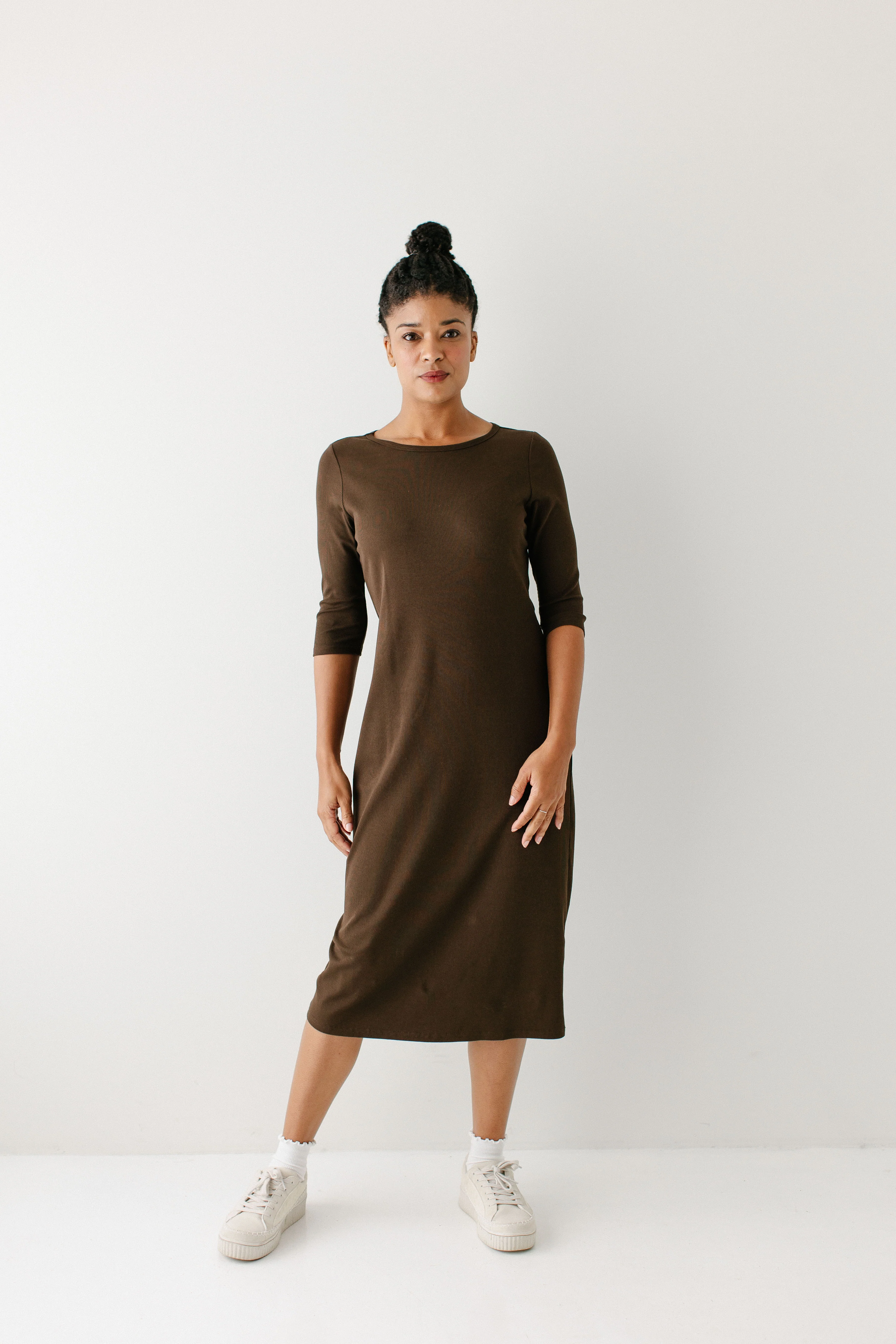 Constance 3/4 Sleeve Ribbed Midi Dress FINAL SALE - Image 16