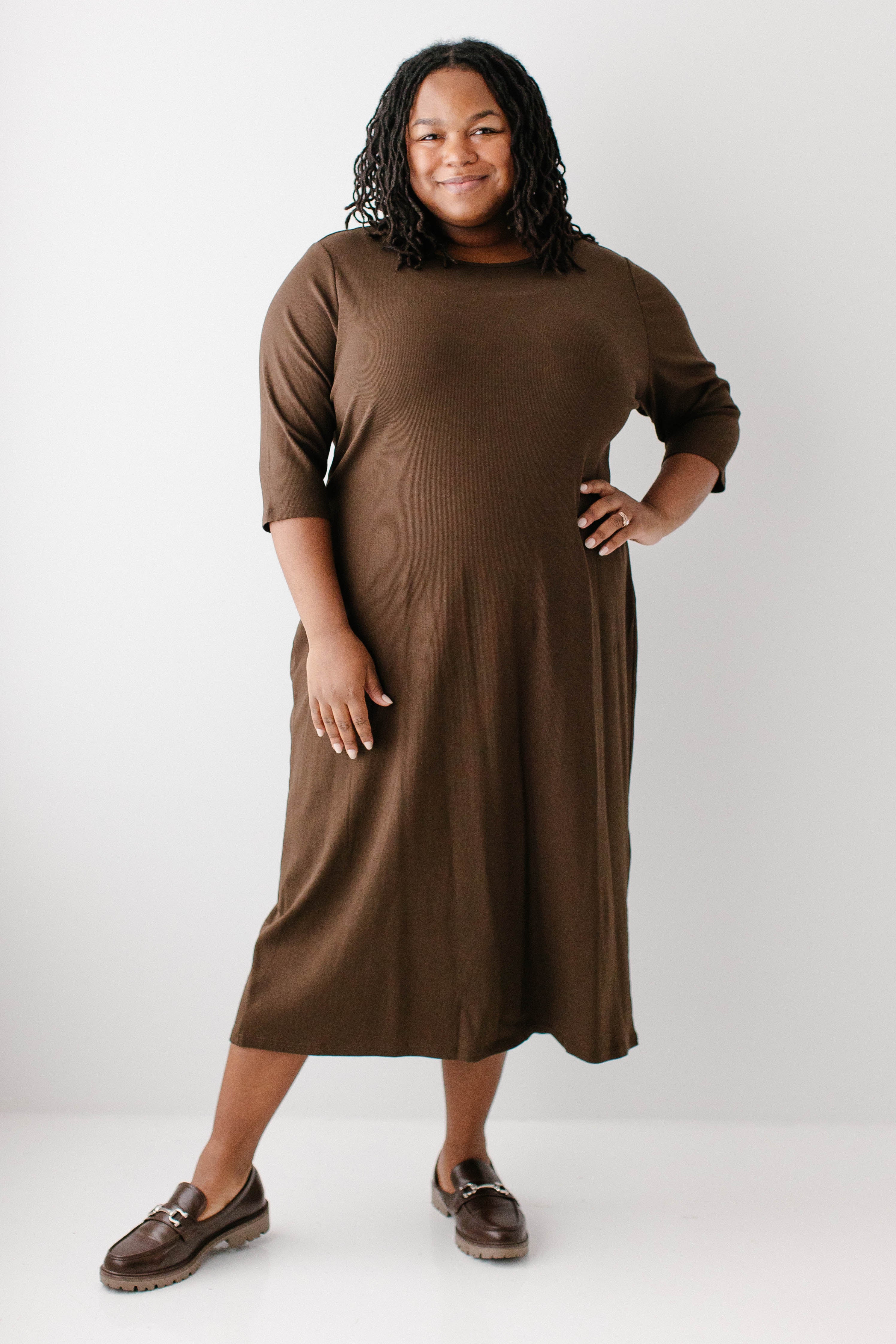 Constance 3/4 Sleeve Ribbed Midi Dress FINAL SALE - Image 18