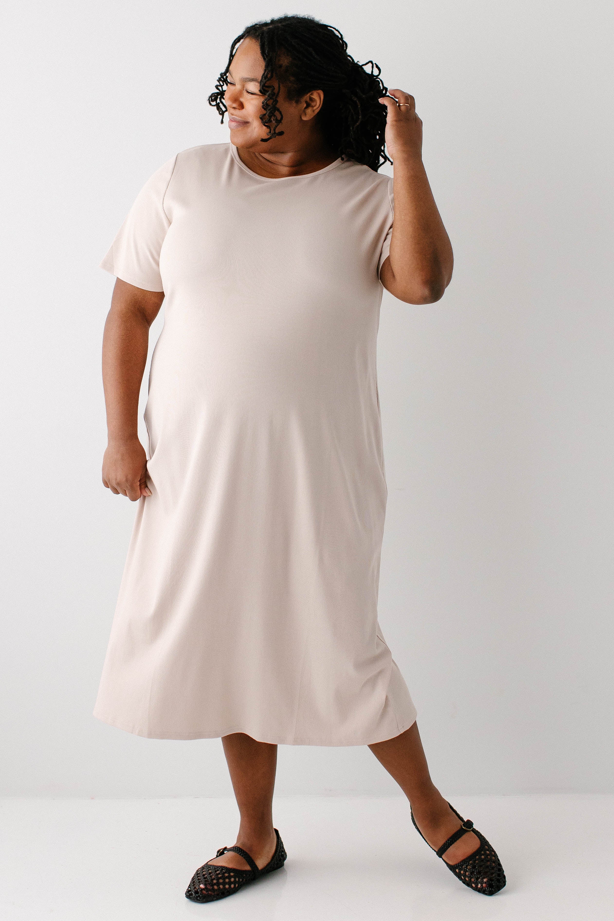 Constance Short Sleeve Ribbed Midi Dress - Image 17