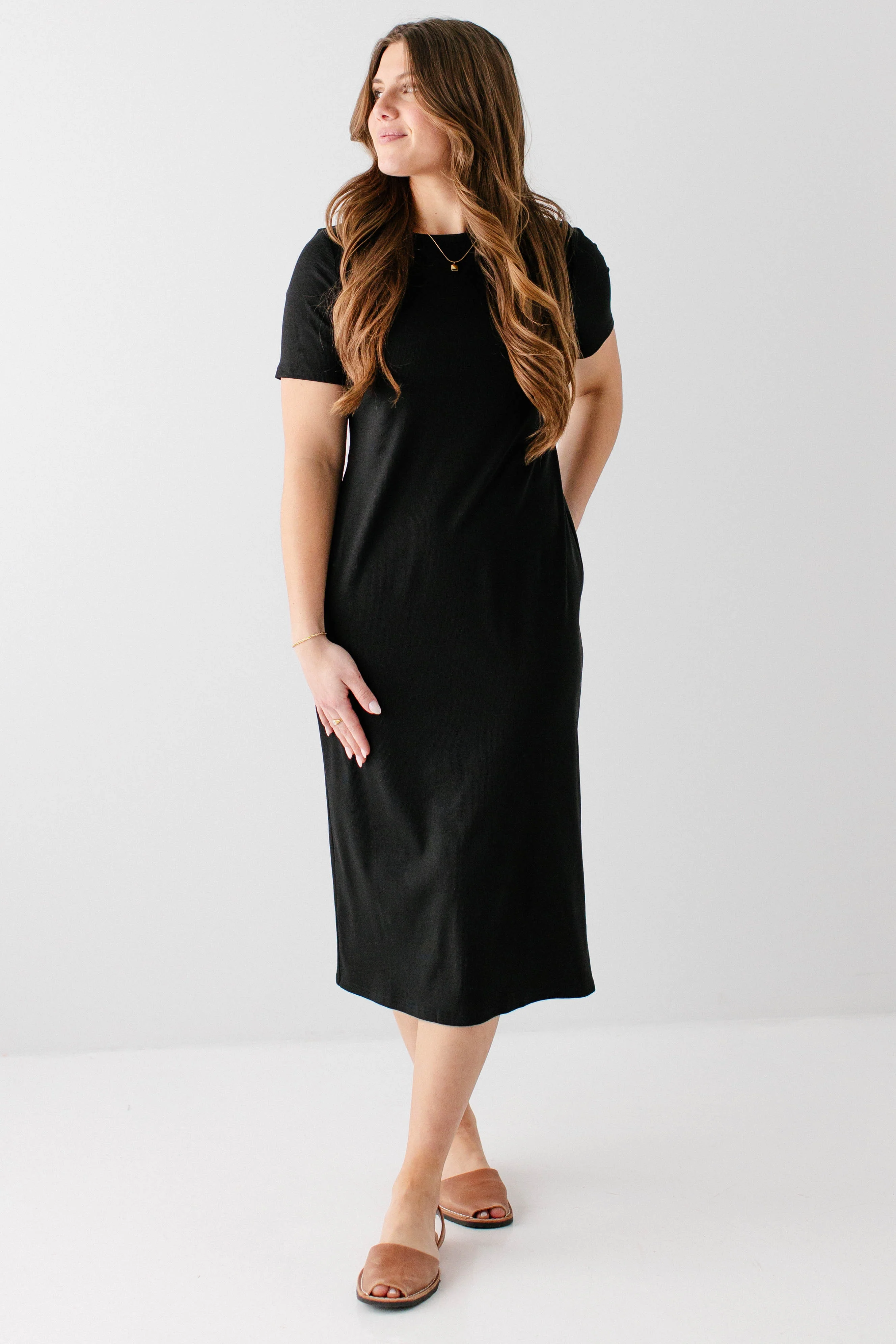 Constance Short Sleeve Ribbed Midi Dress - Image 36