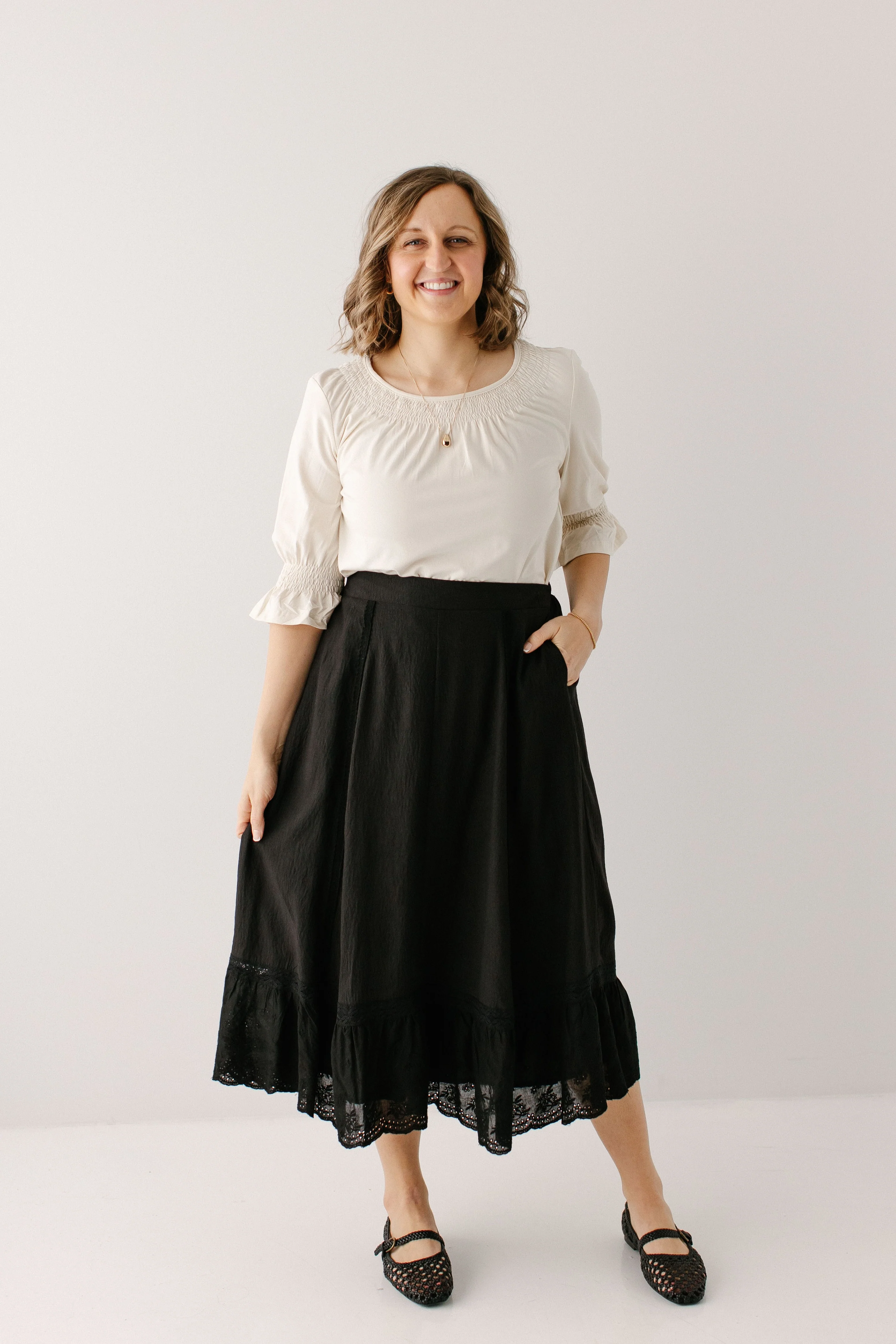 Cooper Eyelet Hem Midi Skirt FINAL SALE - Image 2