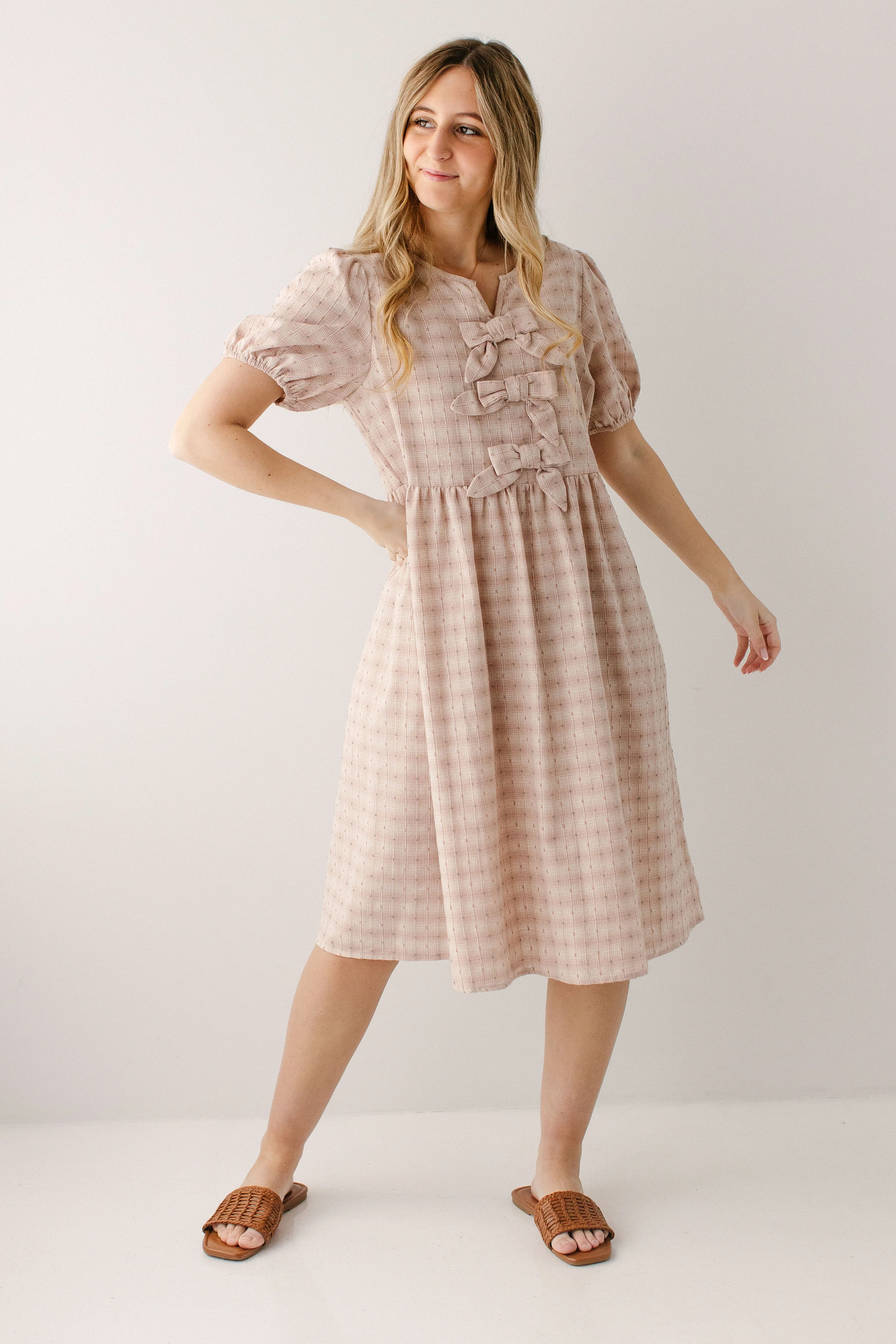 'Coraline' Bow Front Midi Dress