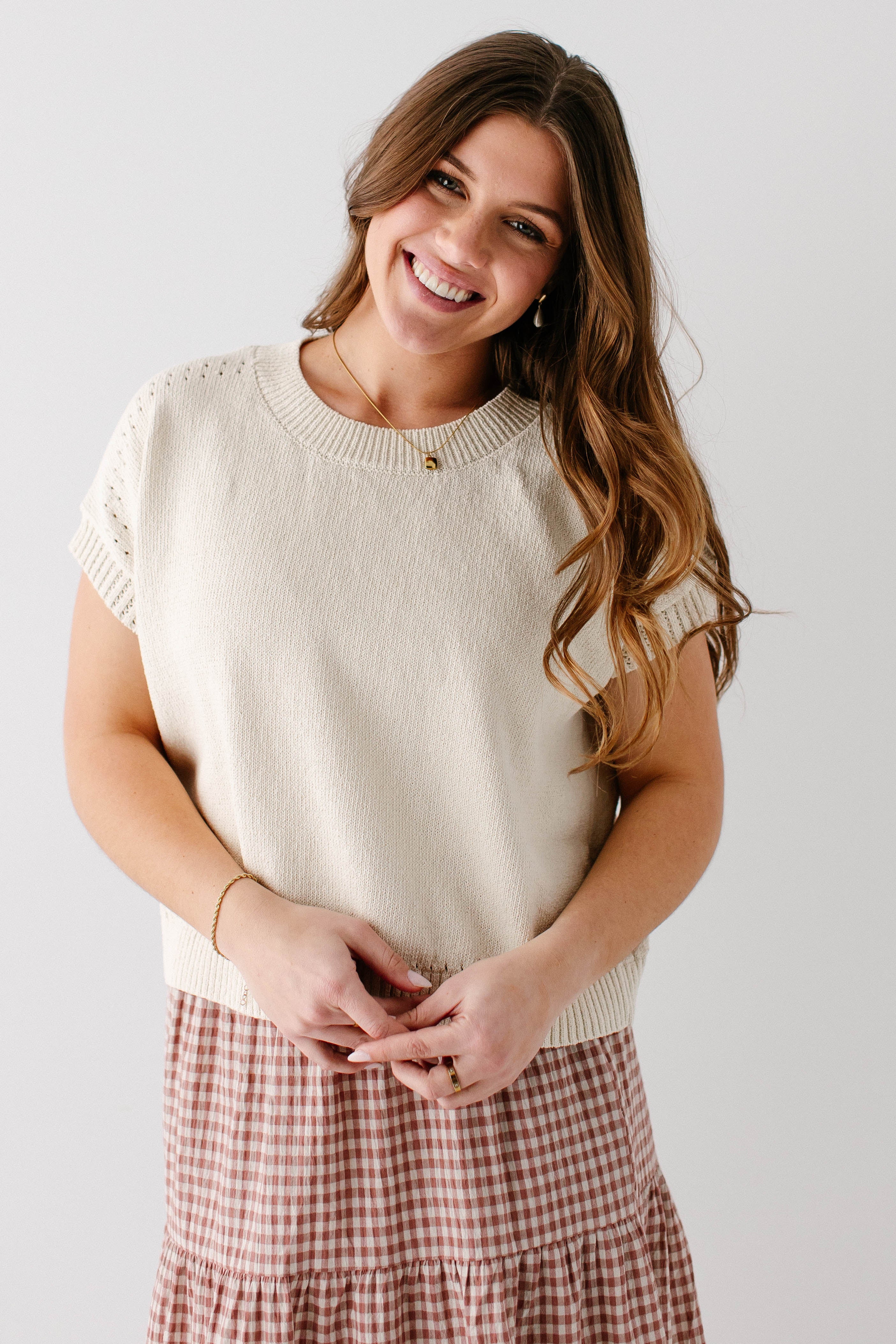 'Darby' Knit Detail Top FINAL SALE