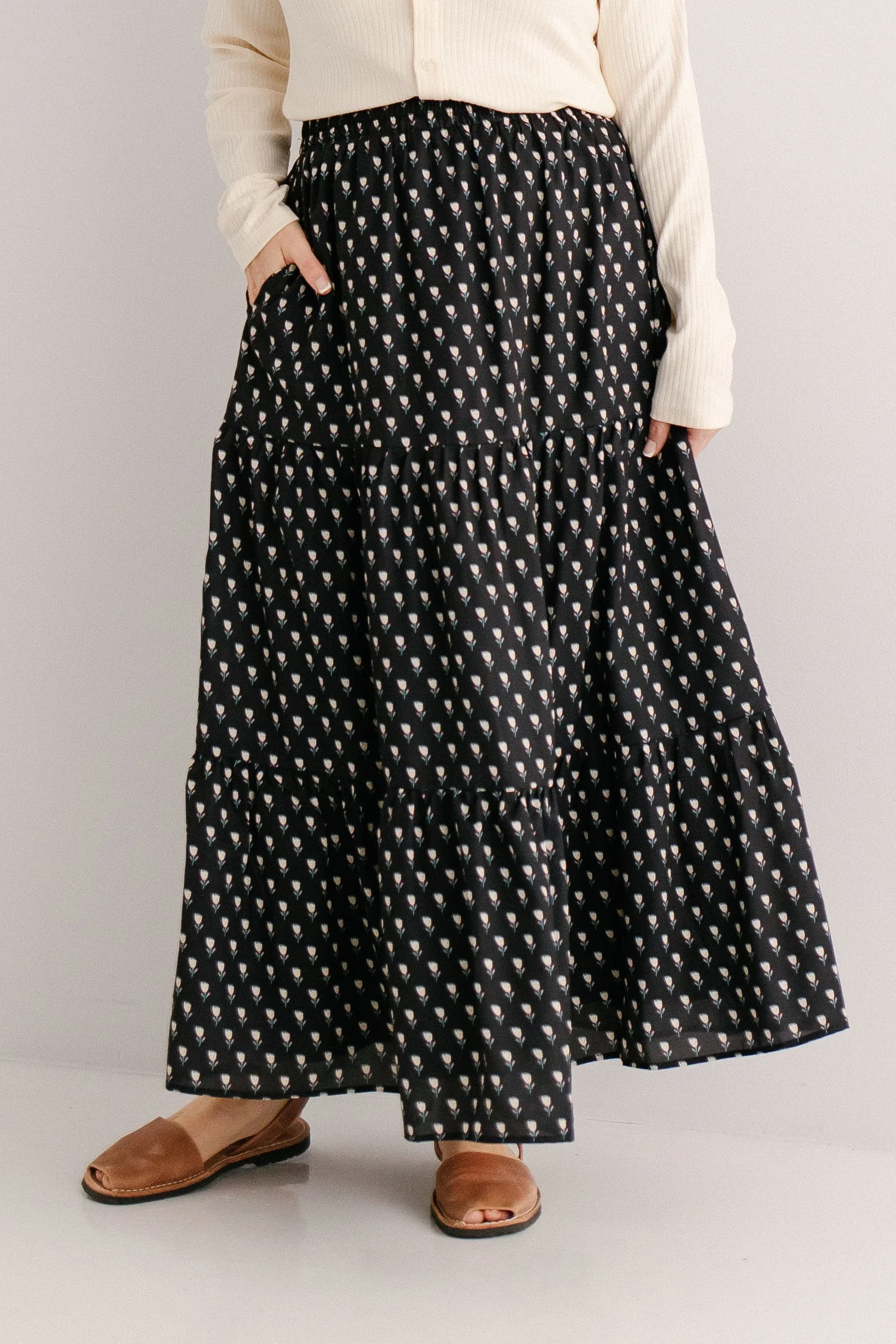 Darci Tulip Print Tiered Maxi Skirt FINAL SALE - Image 4