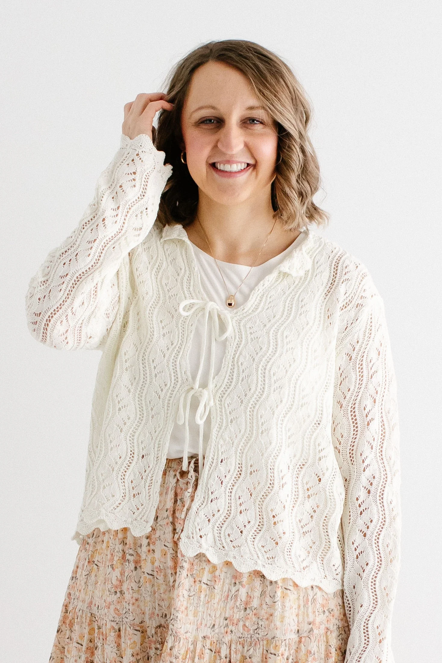 'Deidra' Tie Front Crochet Cardigan FINAL SALE