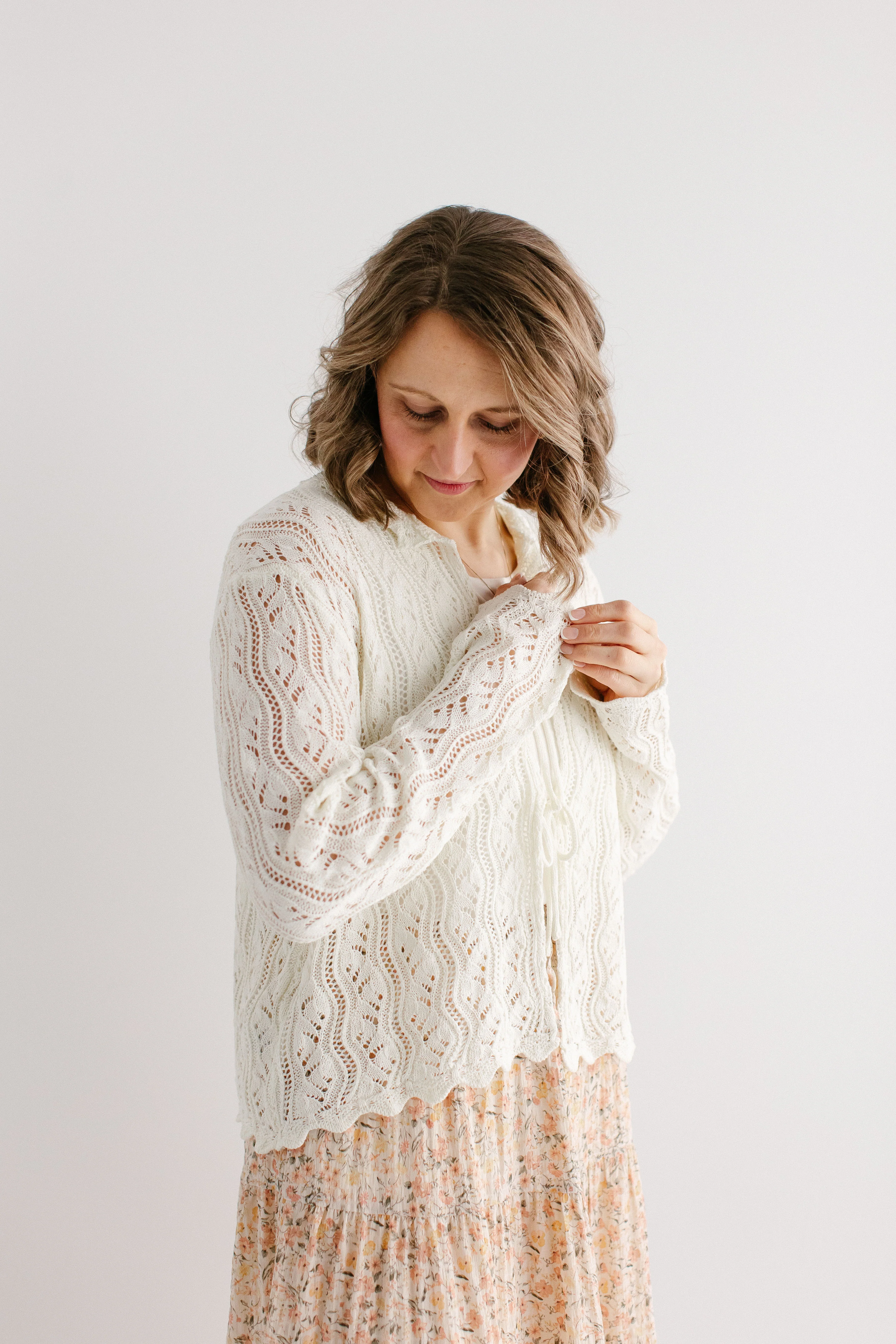 'Deidra' Tie Front Crochet Cardigan FINAL SALE - Image 2
