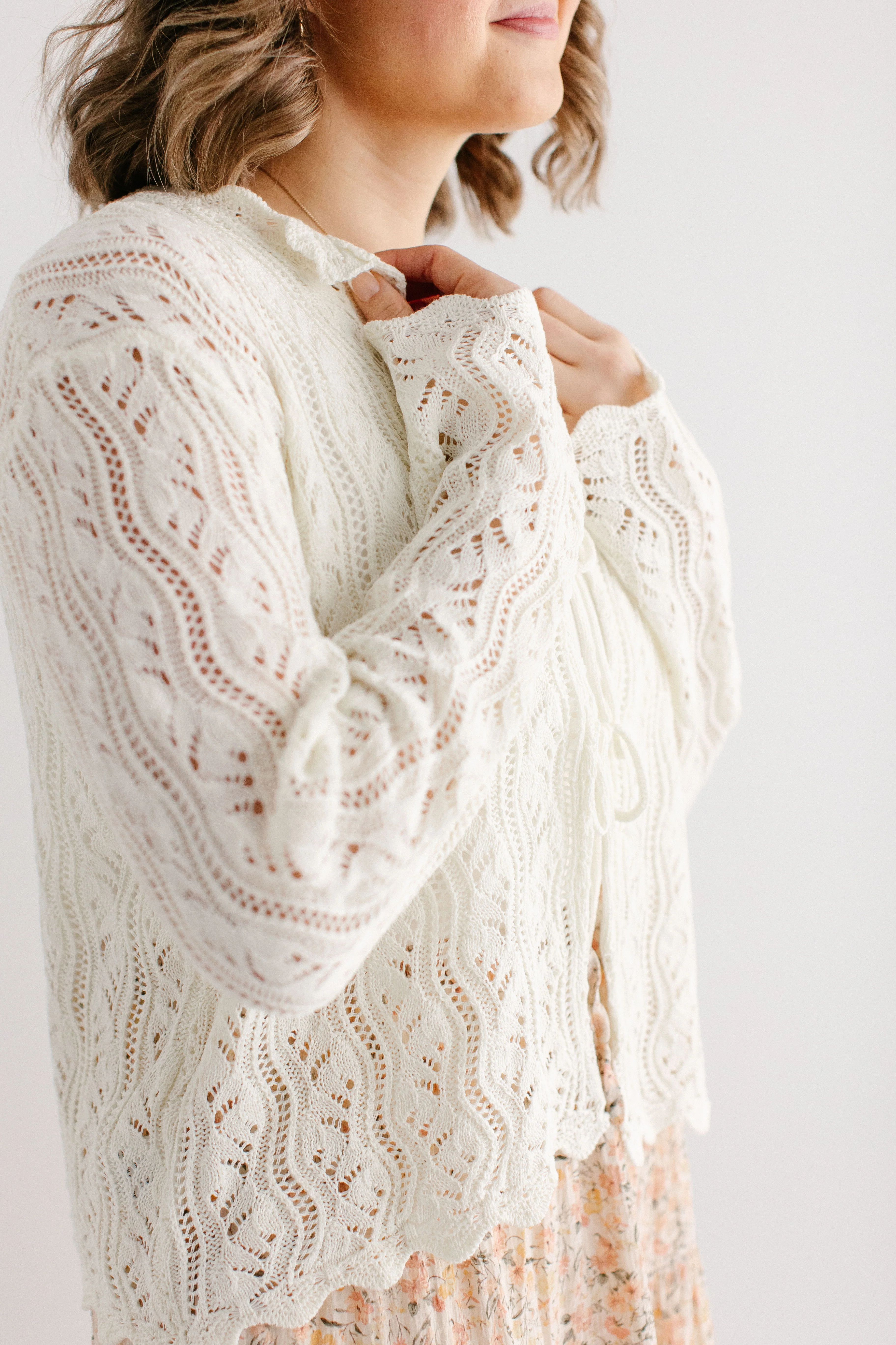 'Deidra' Tie Front Crochet Cardigan FINAL SALE - Image 3