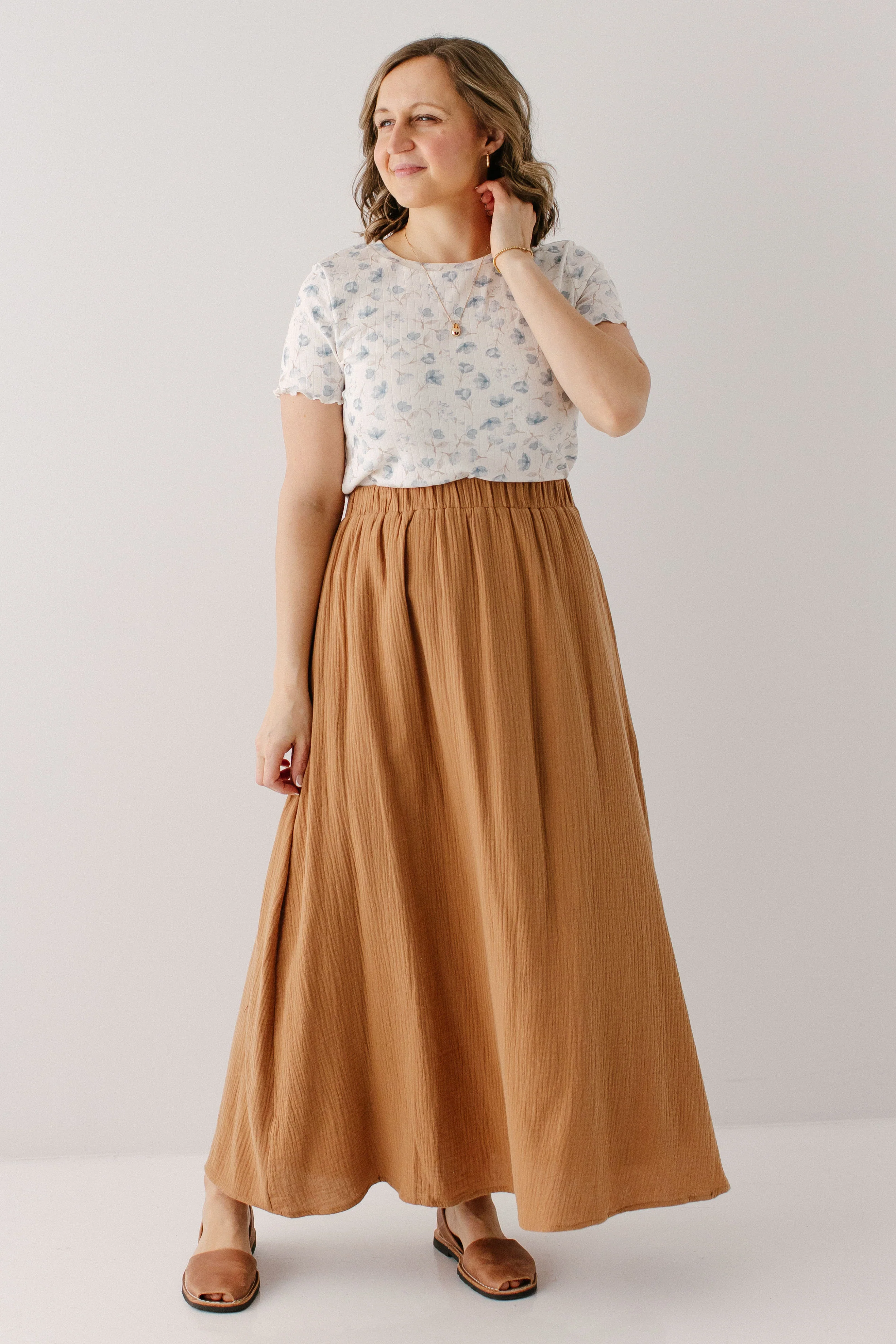 'Dryft' Cotton Gauze Midi Skirt - Image 3
