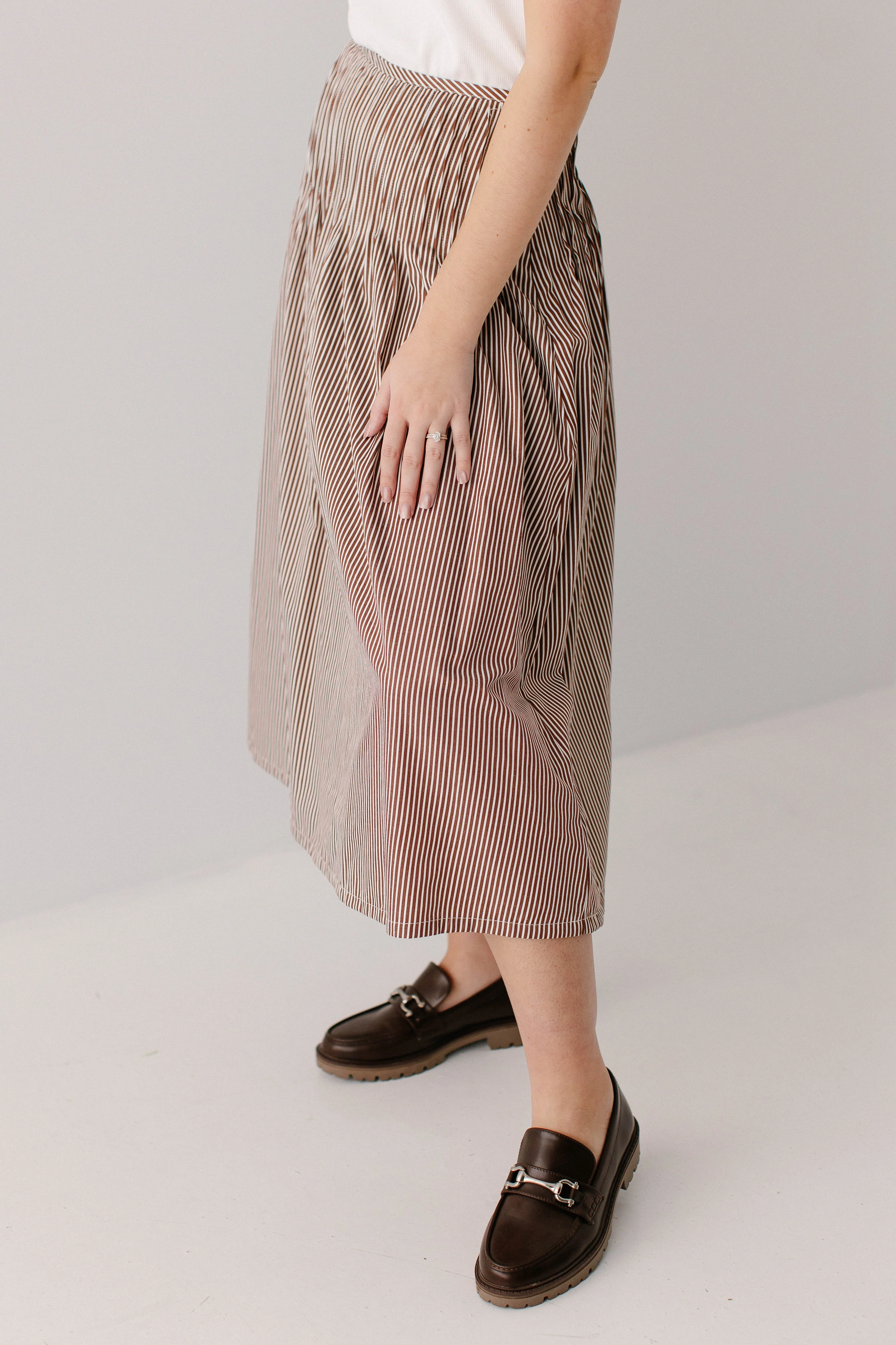'Edison' Striped Pintuck Midi Skirt FINAL SALE - Image 6
