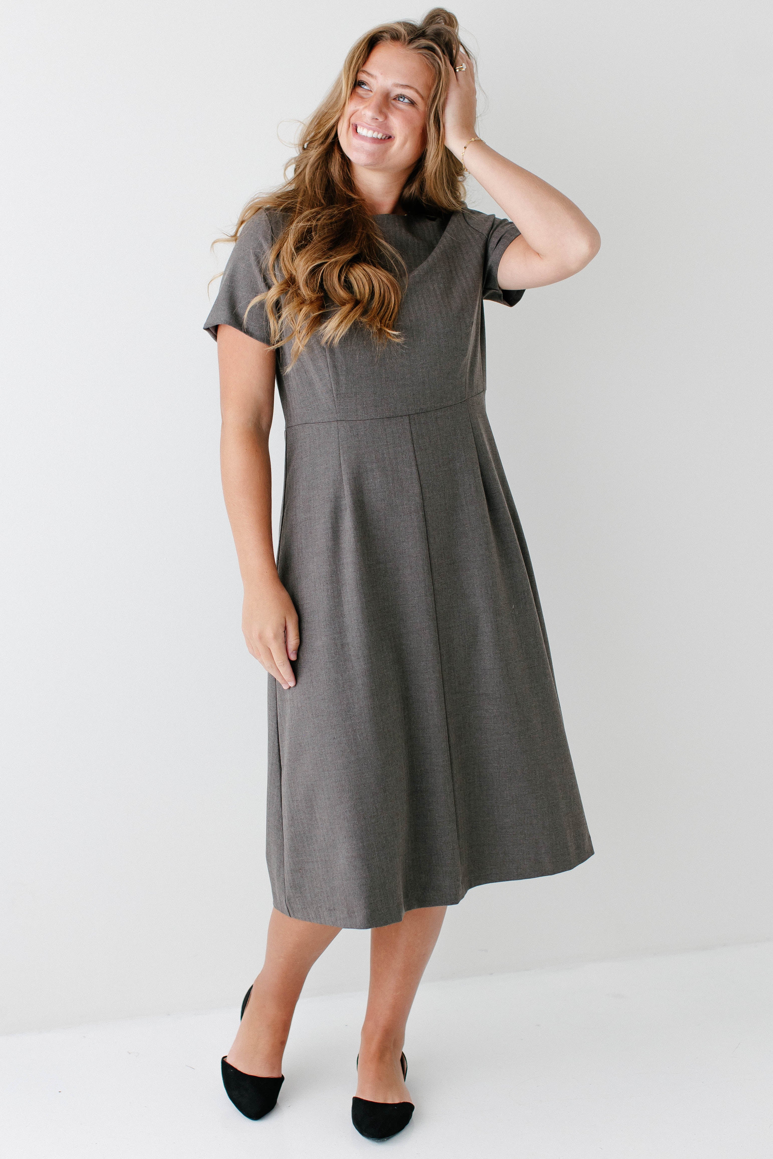 Eleanor Classic Herringbone Midi Dress FINAL SALE - Image 10