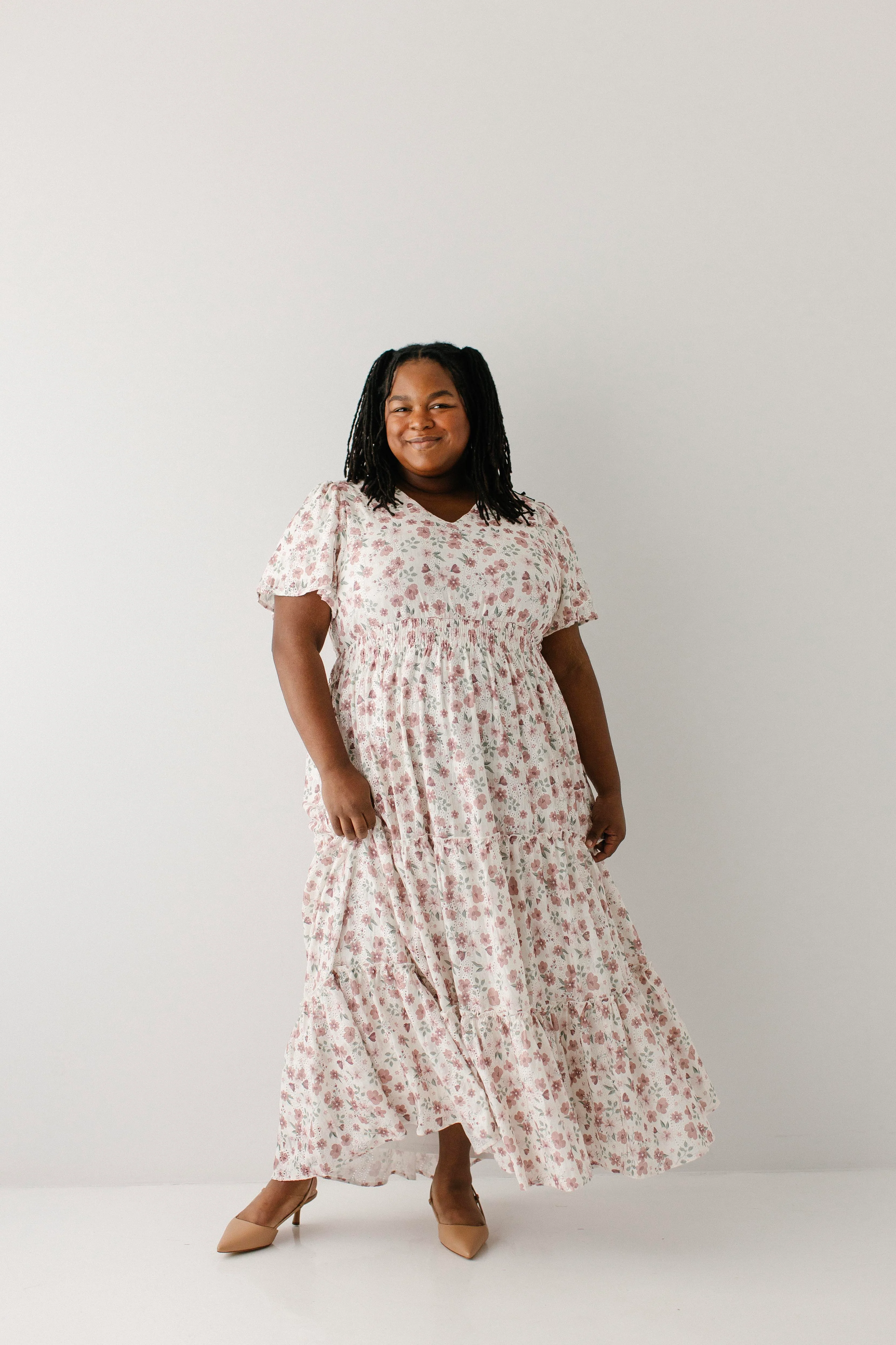 Elizabeth Flower Print Textured Tiered Maxi Dress - Image 2
