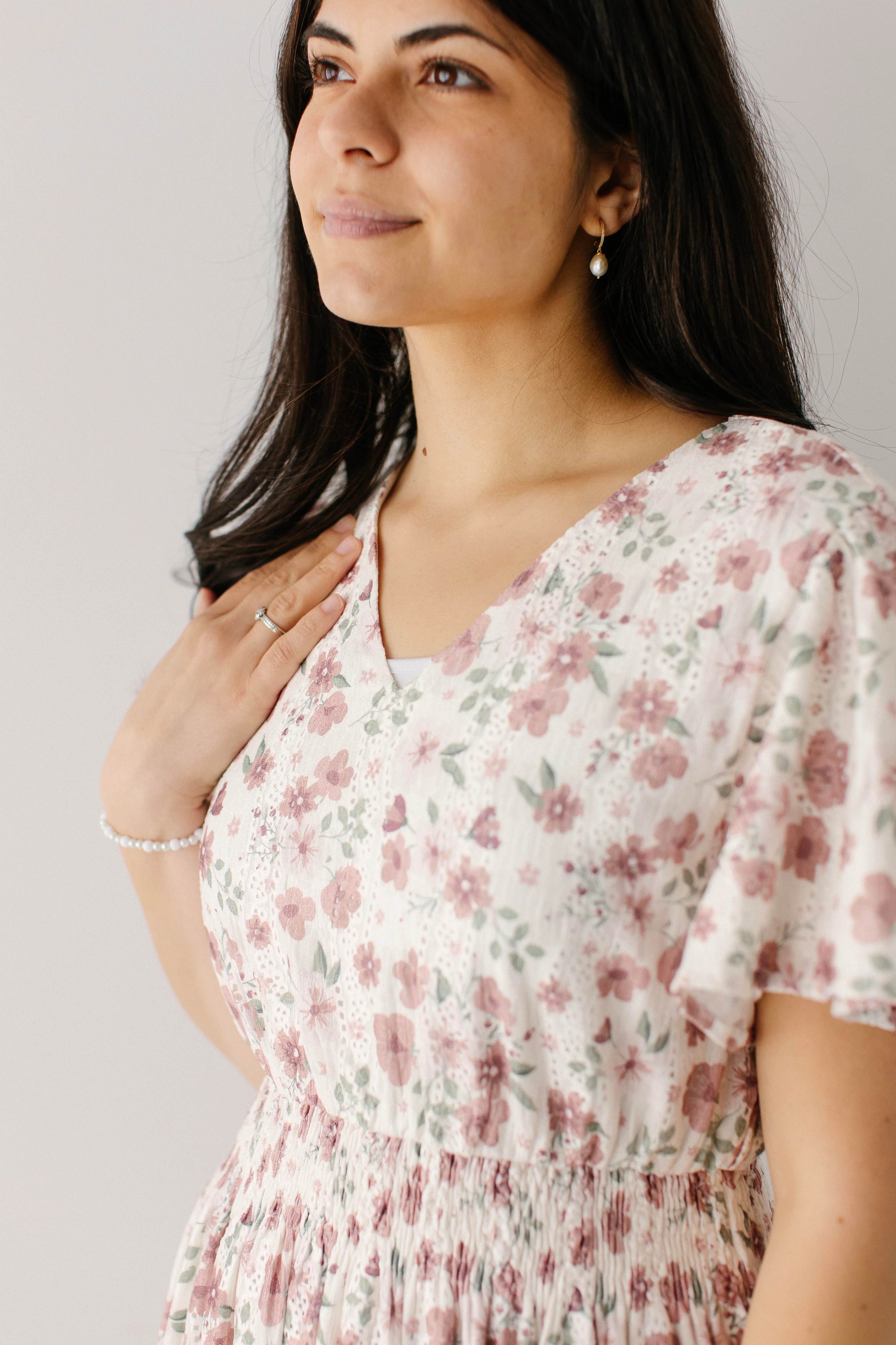 Elizabeth Flower Print Textured Tiered Maxi Dress - Image 4